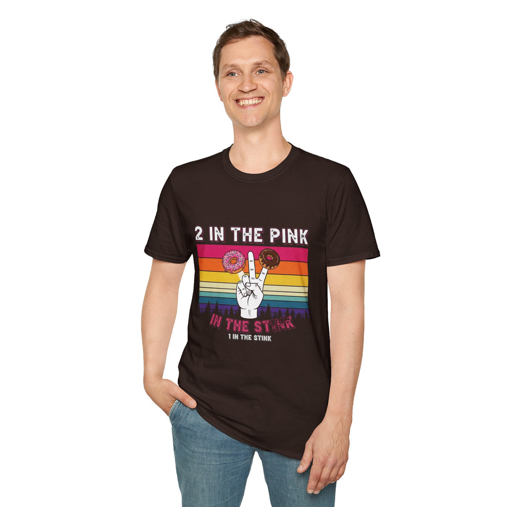 2 In The Pink Donut Peace Sign T‑Shirt — Retro Rainbow Dessert Graphic Tee