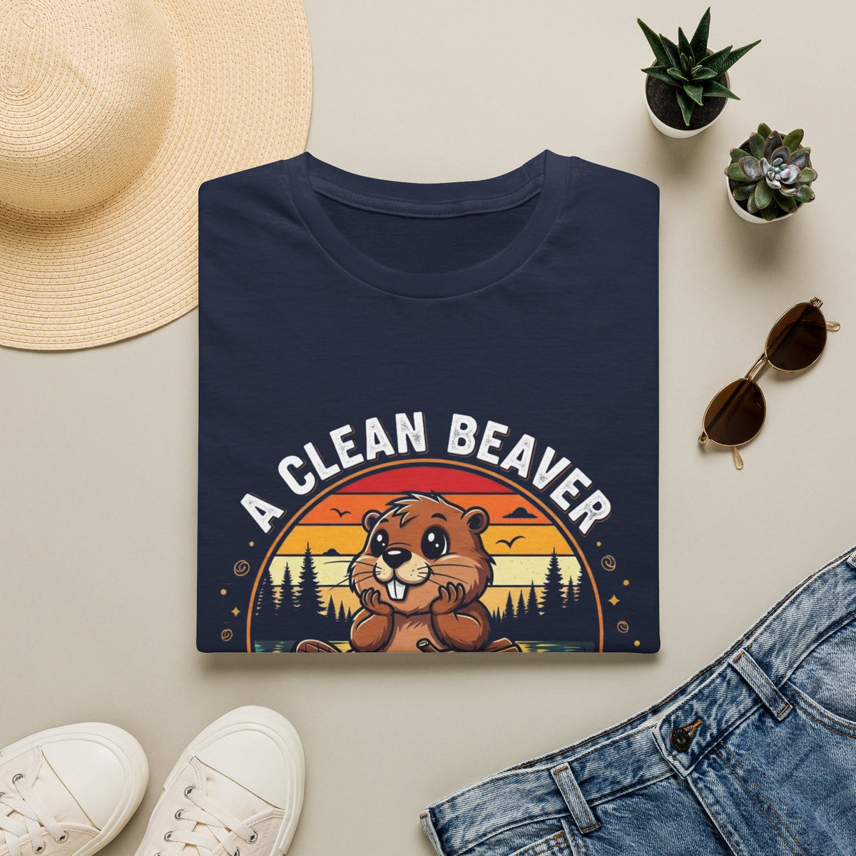 A Clean Beaver T-Shirt — "A Clean Beaver Always Gets More Wood" Retro Graphic Tee