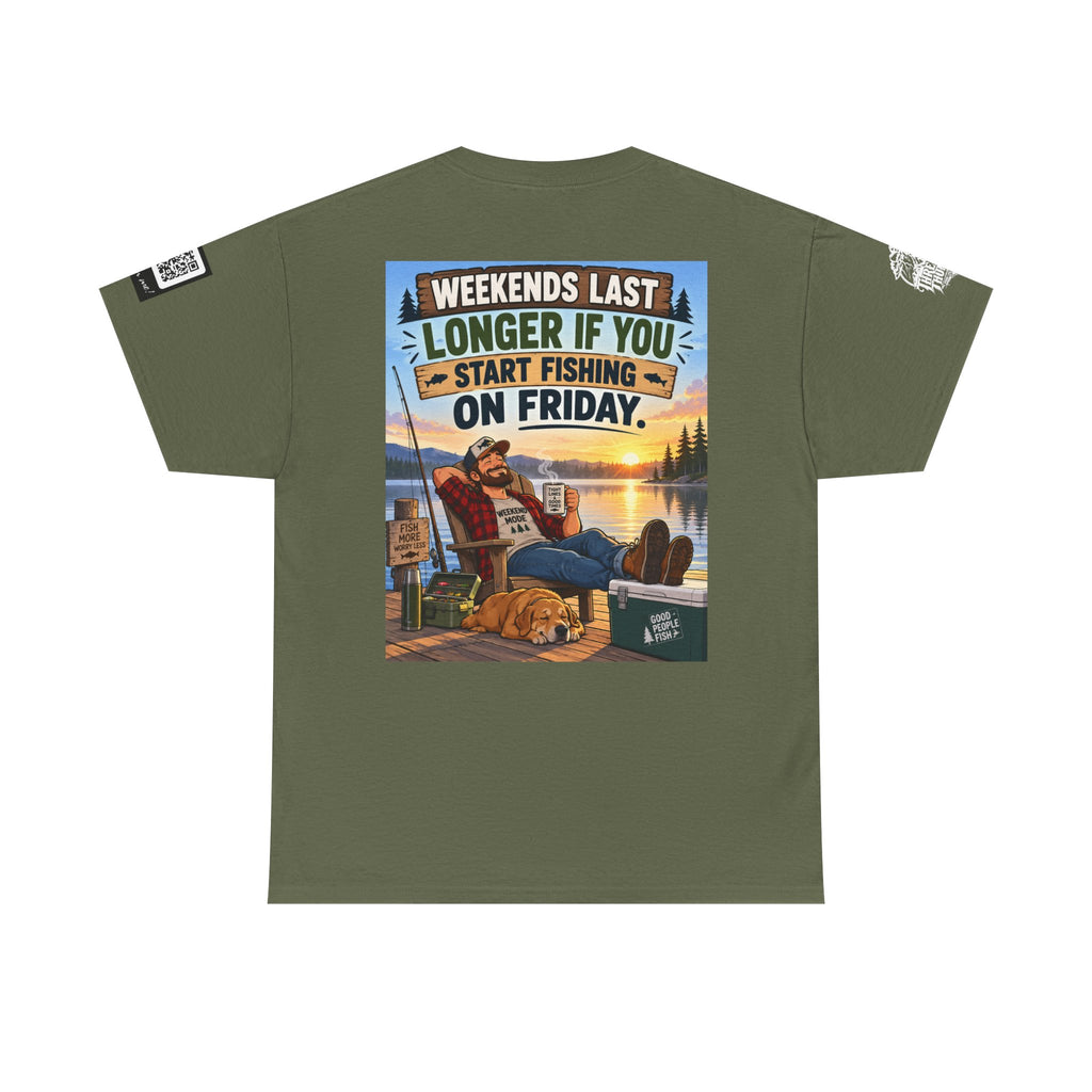 Weekends Last Longer When You Start Fishing Friday Back Graphic Tee