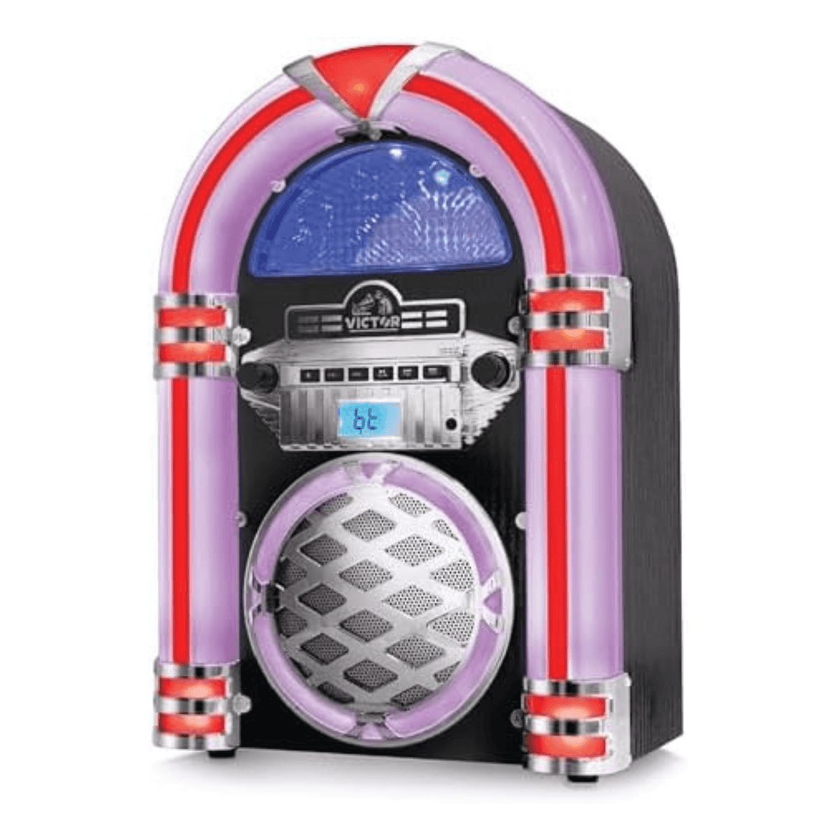 Victor Wilshire Bluetooth Jukebox with Multicolor LED Lighting and FM Radio