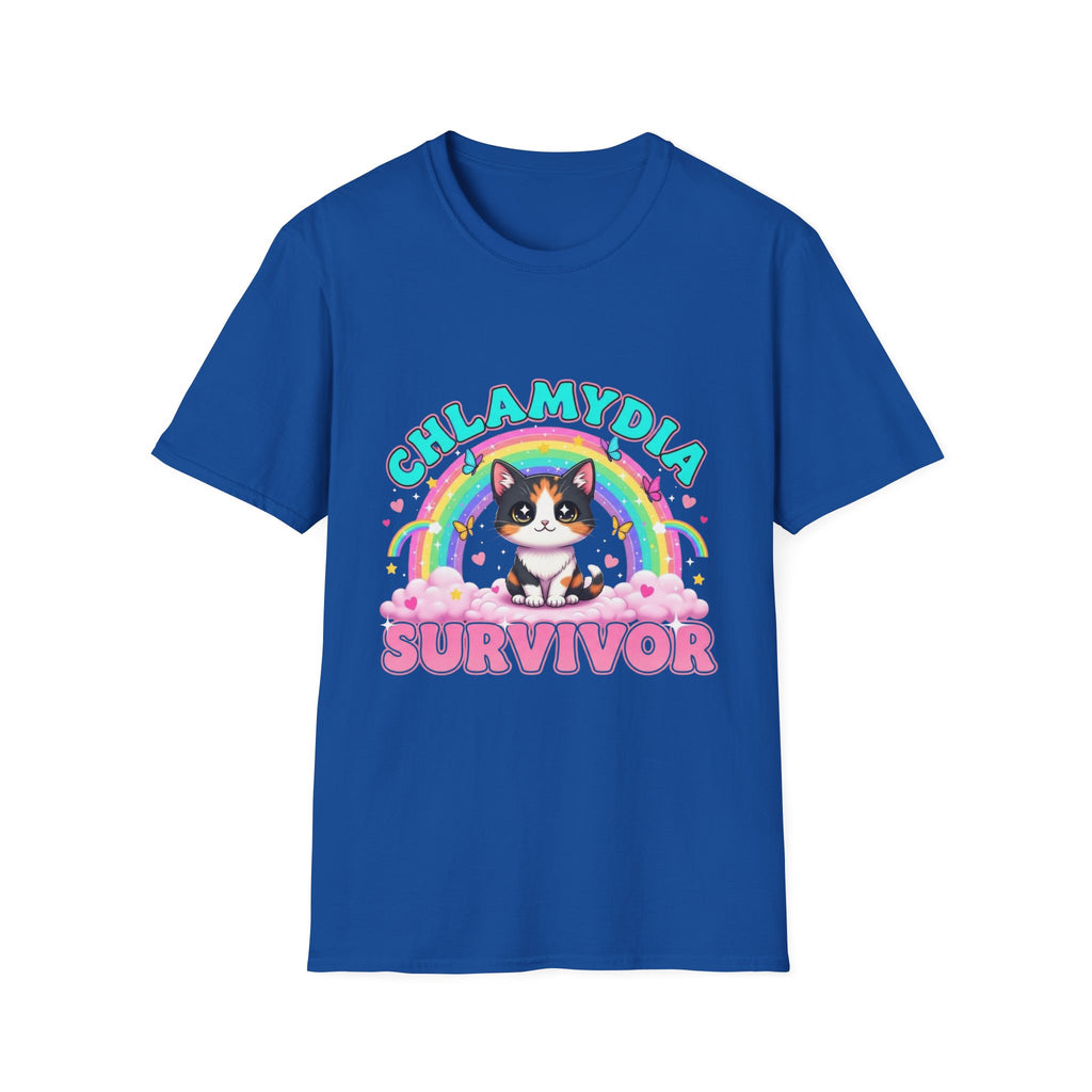 Chlamydia Survivor Cat T-Shirt — Cute Rainbow Calico Tee
