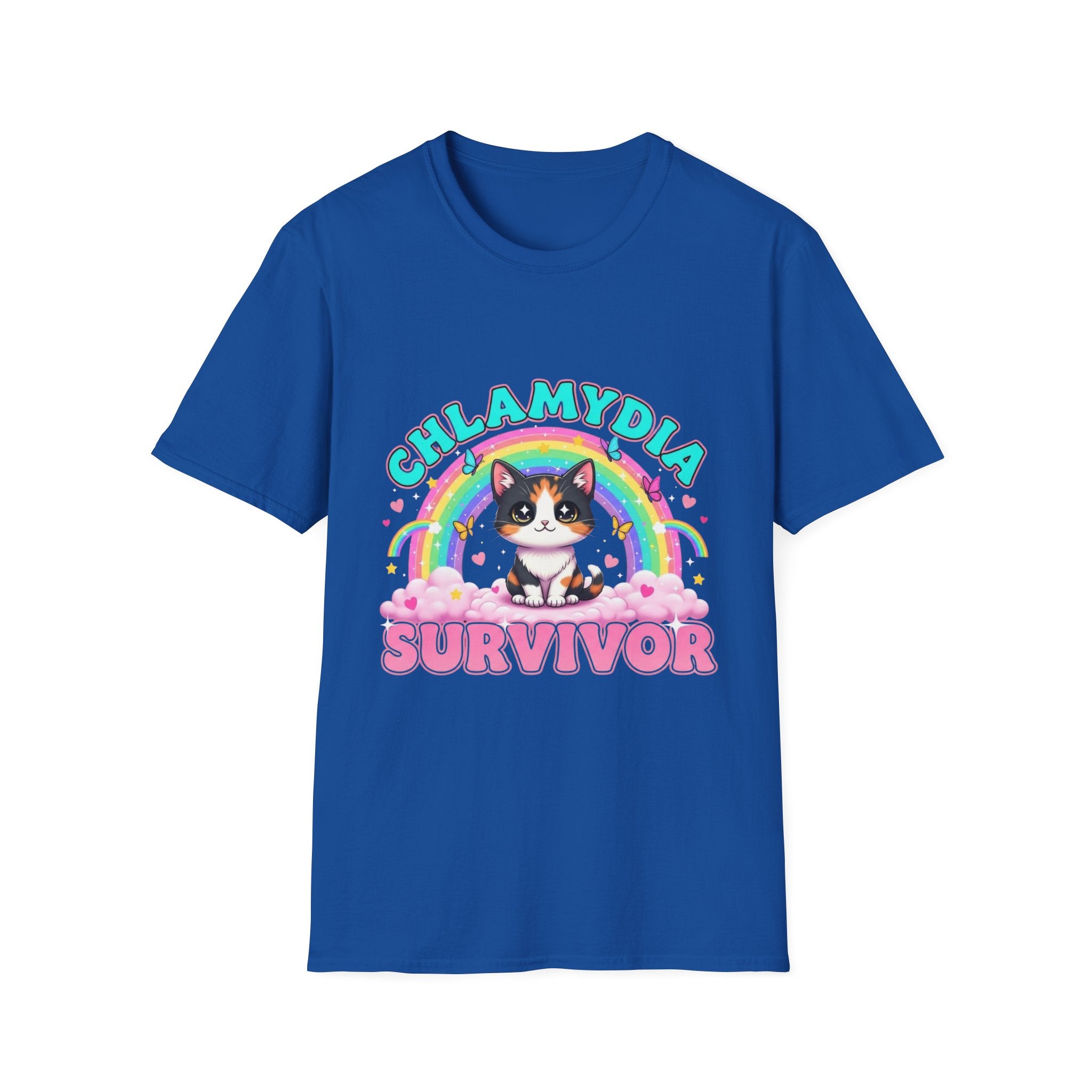 Chlamydia Survivor Cat T-Shirt — Cute Rainbow Calico Tee