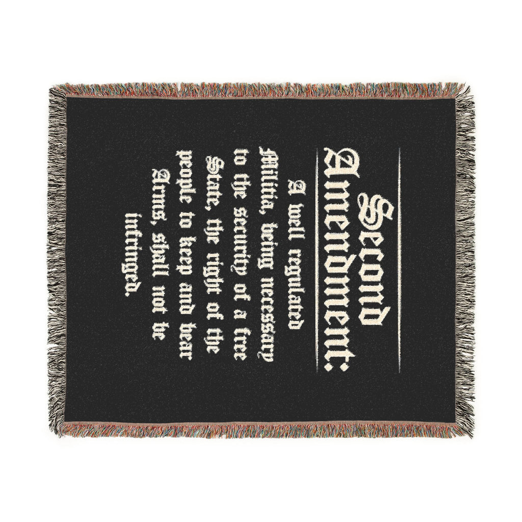Second Amendment Woven Blanket — Rustic Constitution Quote Throw
