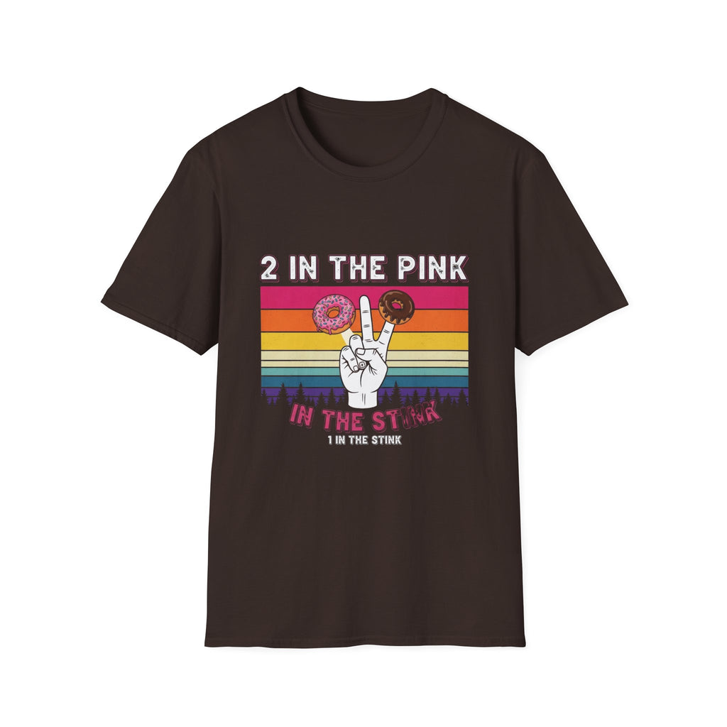 2 In The Pink Donut Peace Sign T‑Shirt — Retro Rainbow Dessert Graphic Tee
