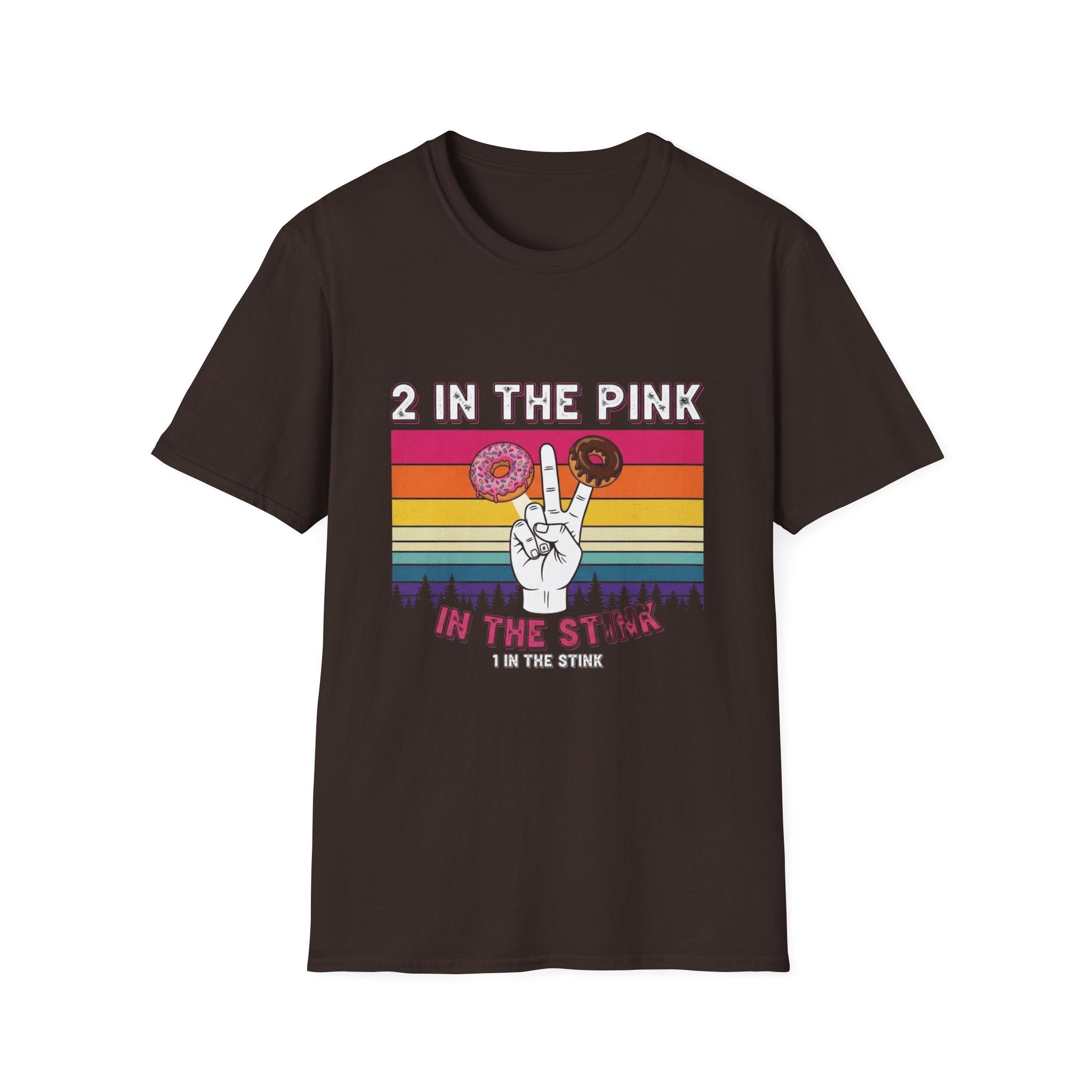2 In The Pink Donut Peace Sign T‑Shirt — Retro Rainbow Dessert Graphic Tee