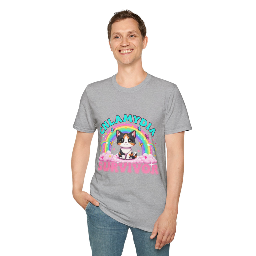 Chlamydia Survivor Cat T-Shirt — Cute Rainbow Calico Tee