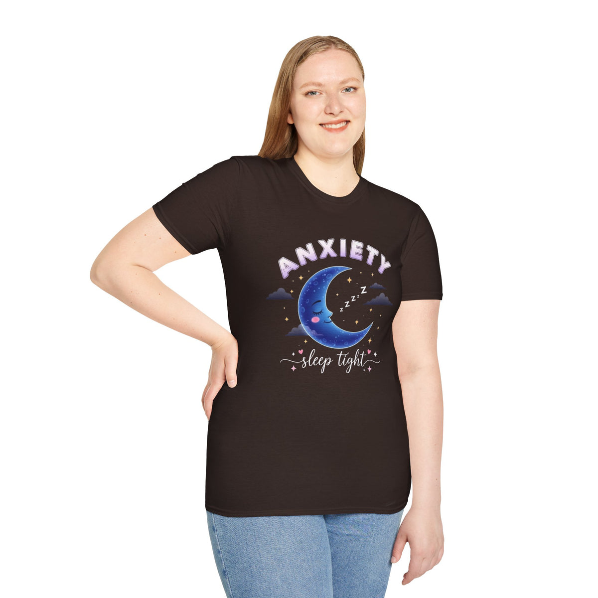 Anxiety Moon T-Shirt — 'Sleep Tight' Cute Moon & Stars Relaxation Tee