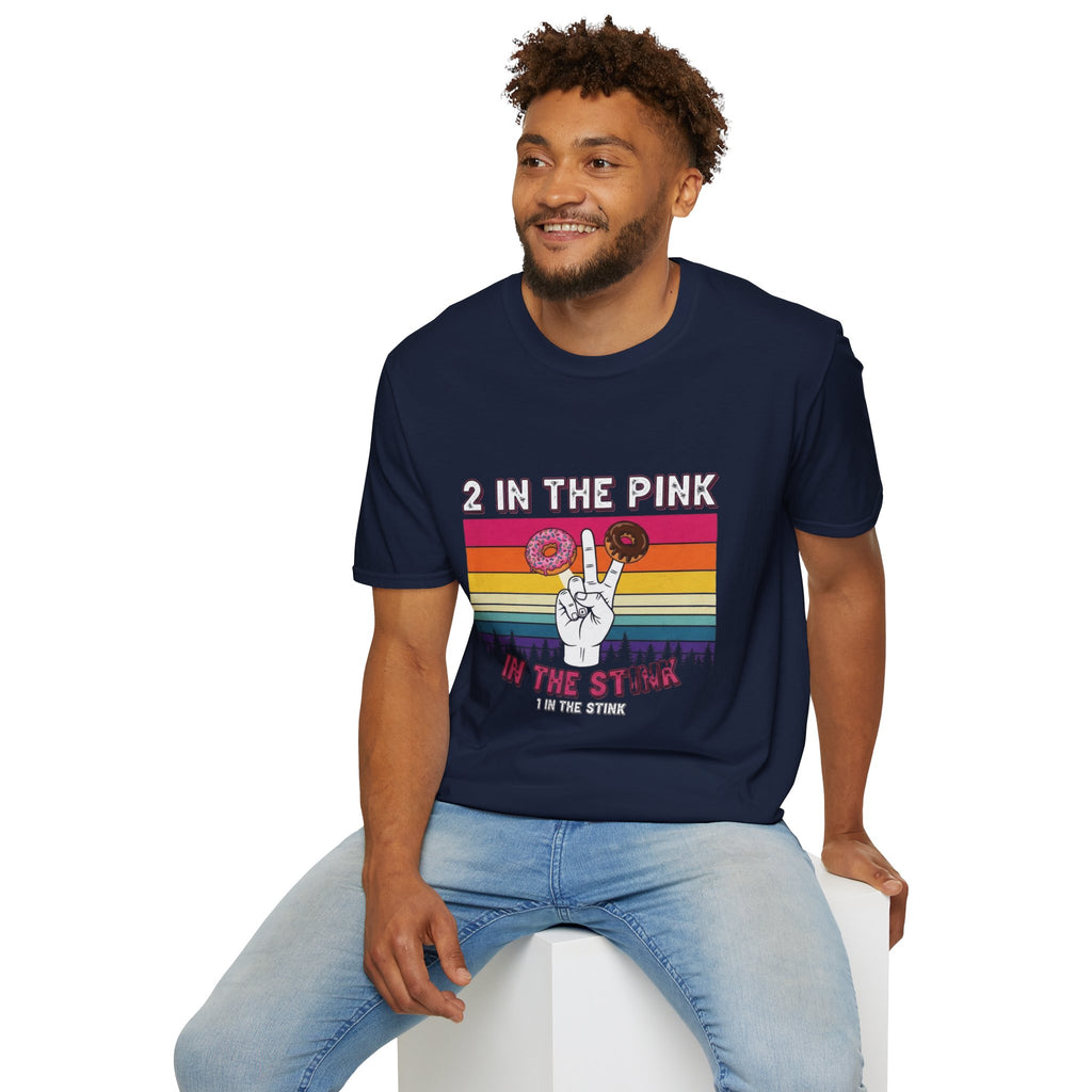 2 In The Pink Donut Peace Sign T‑Shirt — Retro Rainbow Dessert Graphic Tee