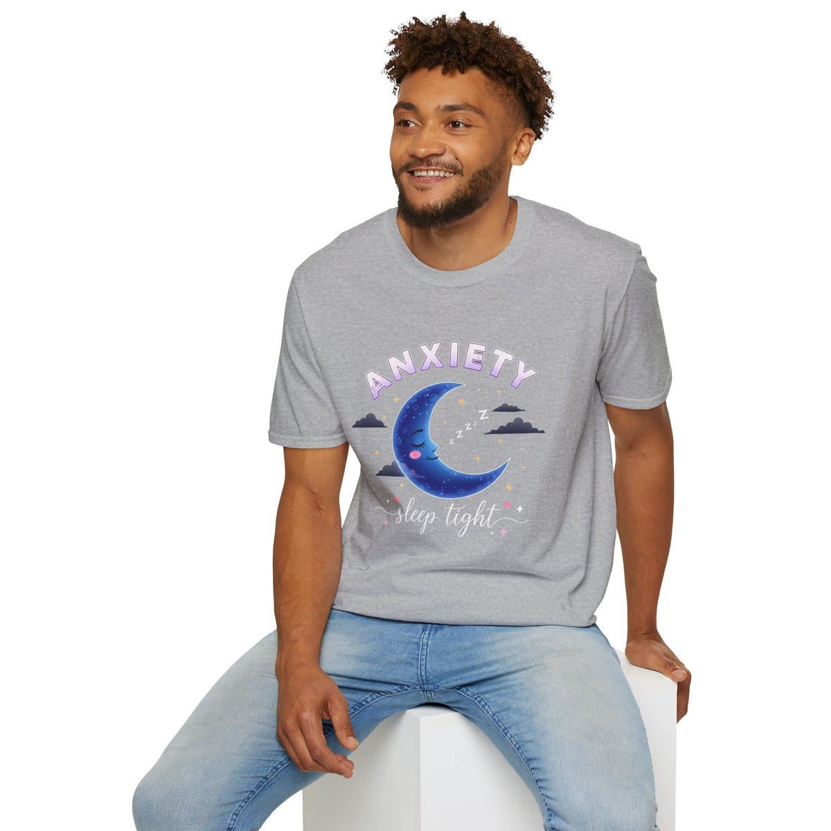 Anxiety Moon T-Shirt — 'Sleep Tight' Cute Moon & Stars Relaxation Tee