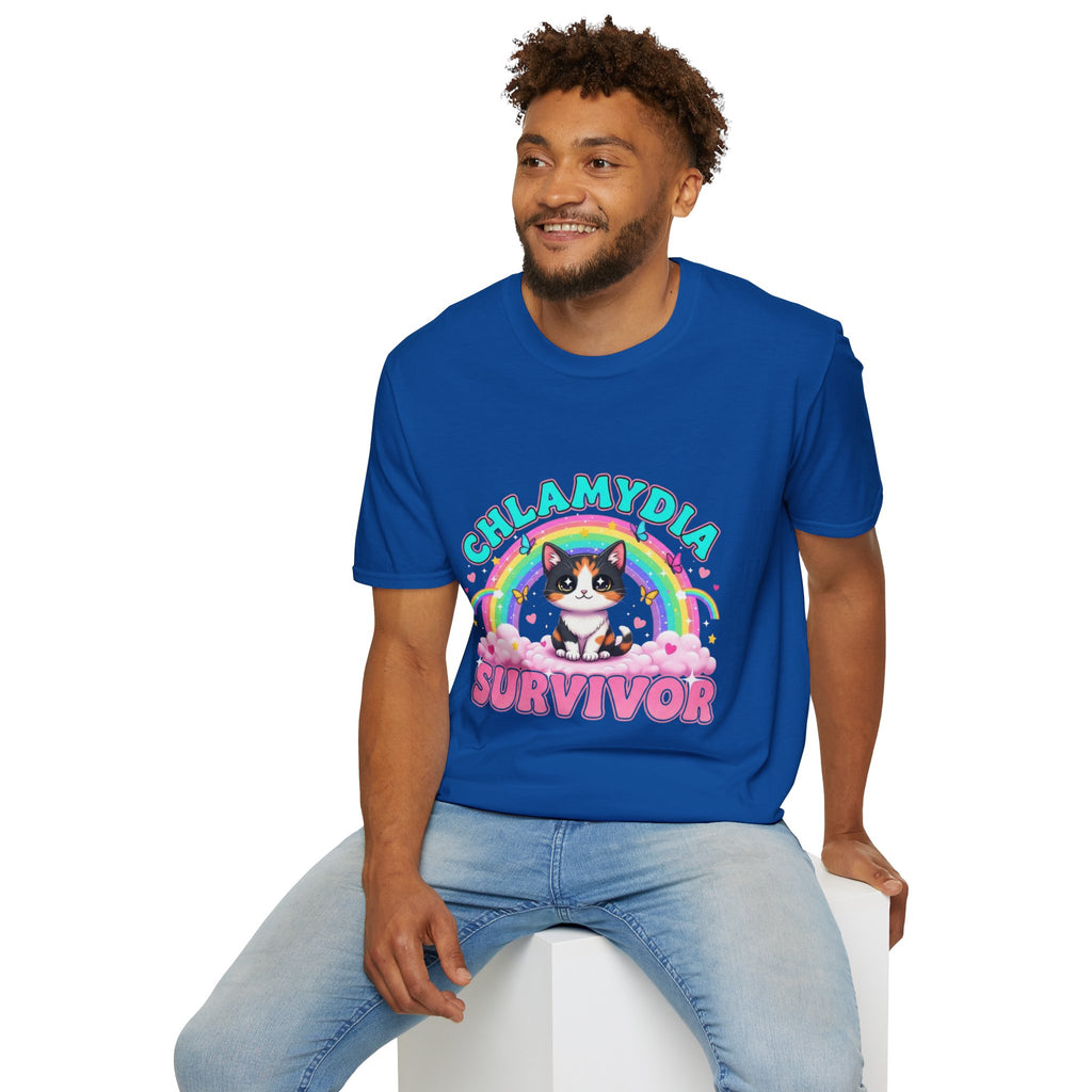 Chlamydia Survivor Cat T-Shirt — Cute Rainbow Calico Tee
