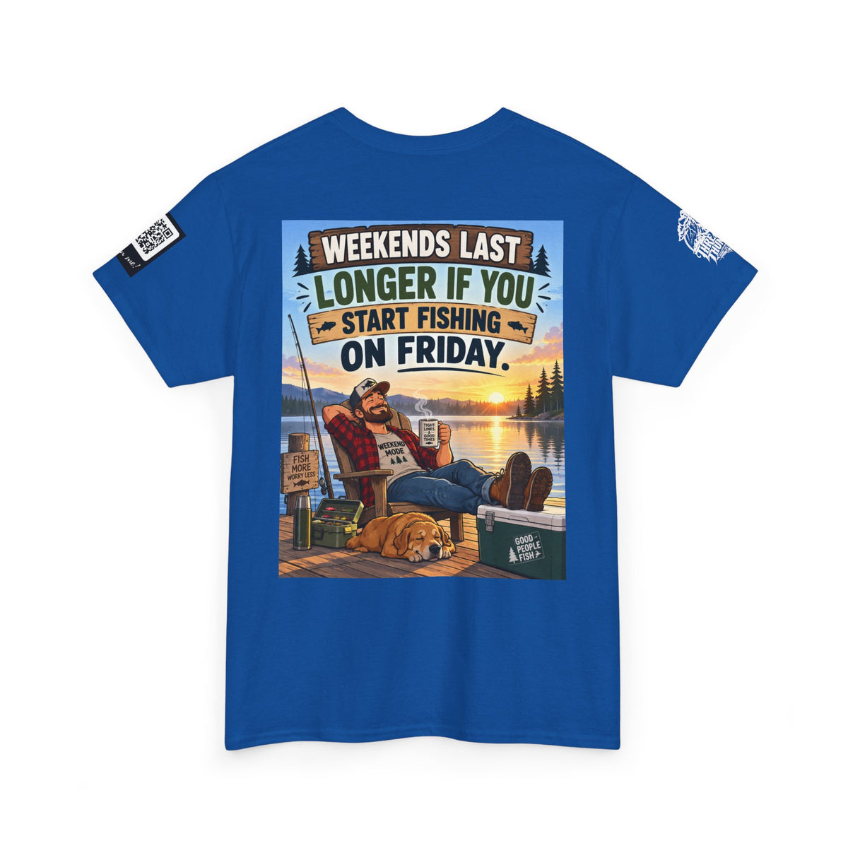 Weekends Last Longer When You Start Fishing Friday Back Graphic Tee
