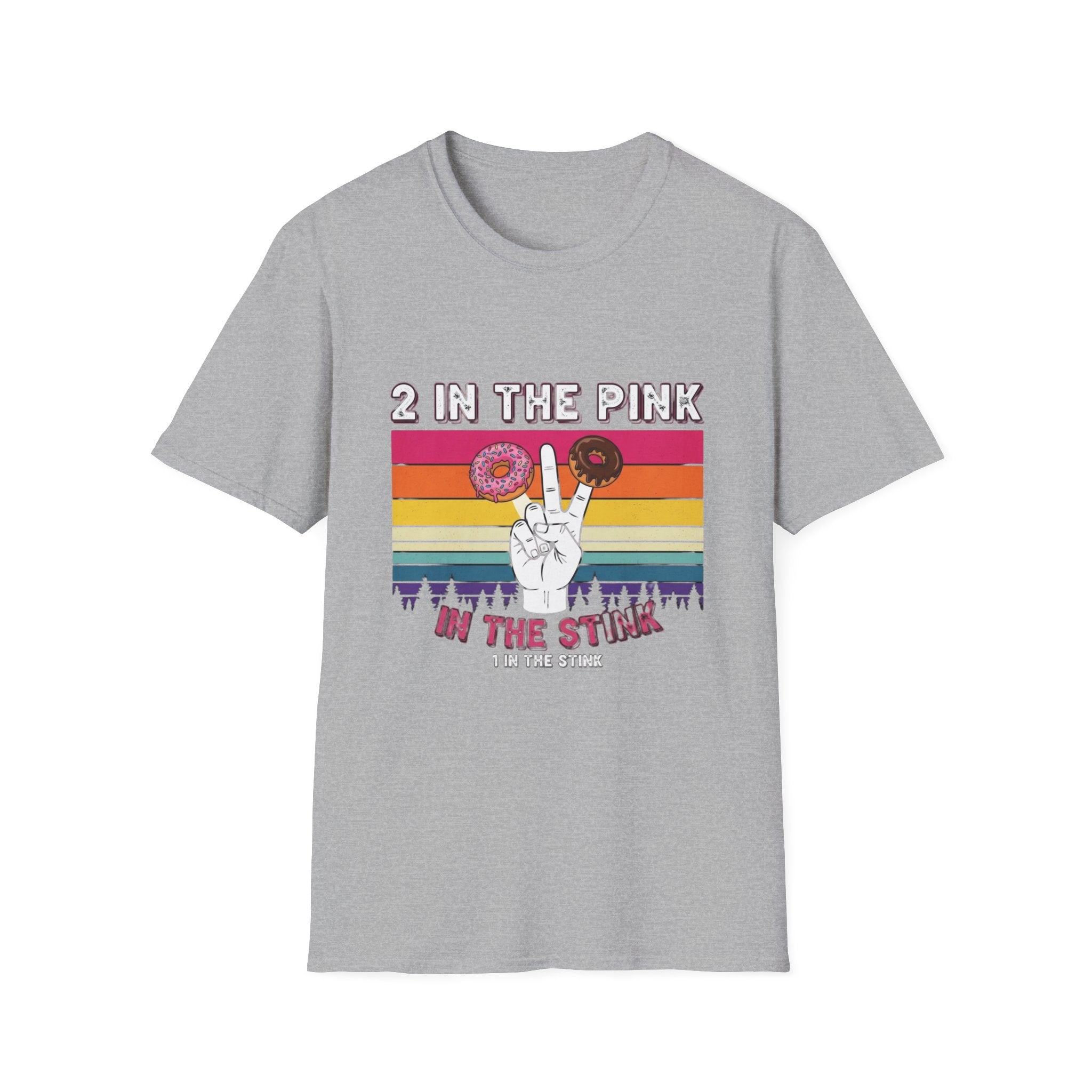 2 In The Pink Donut Peace Sign T‑Shirt — Retro Rainbow Dessert Graphic Tee