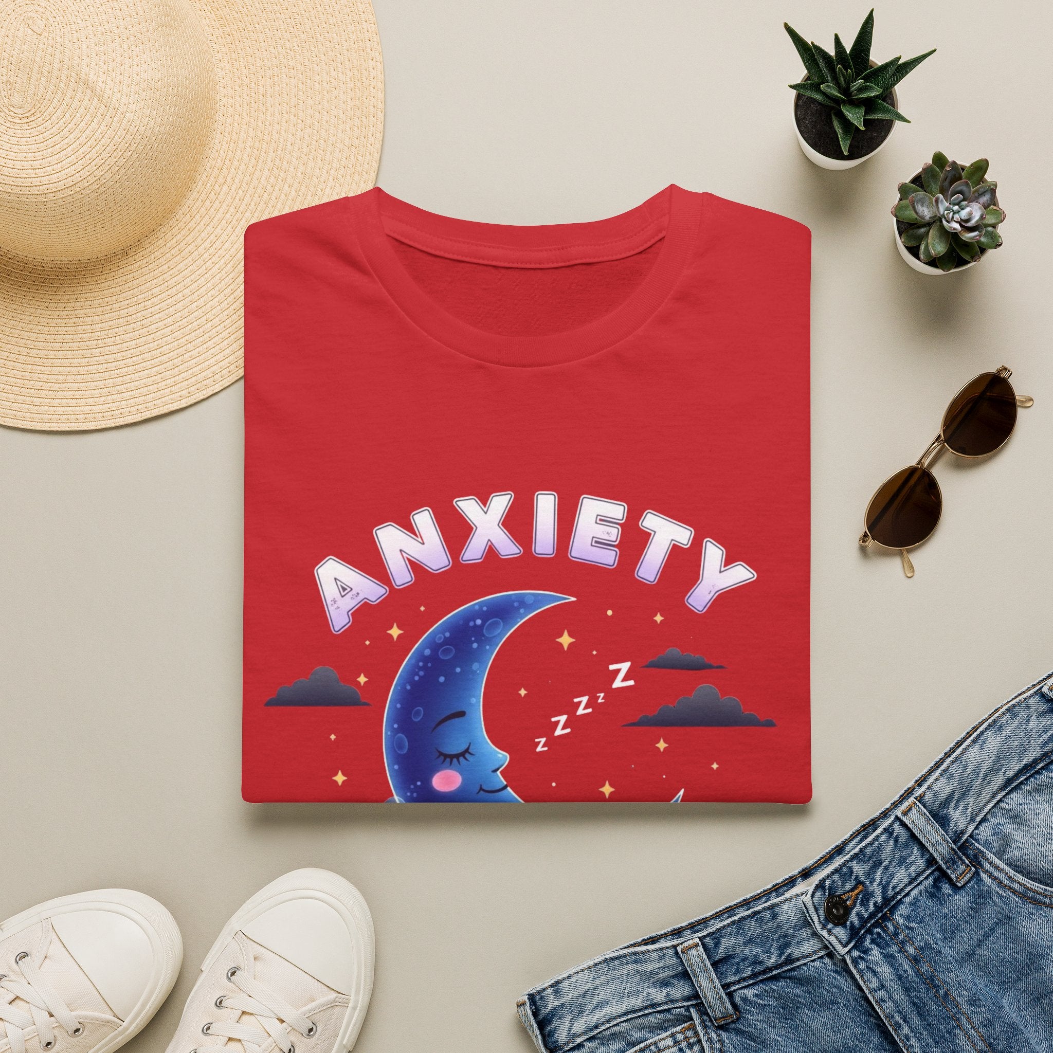 Anxiety Moon T-Shirt — 'Sleep Tight' Cute Moon & Stars Relaxation Tee