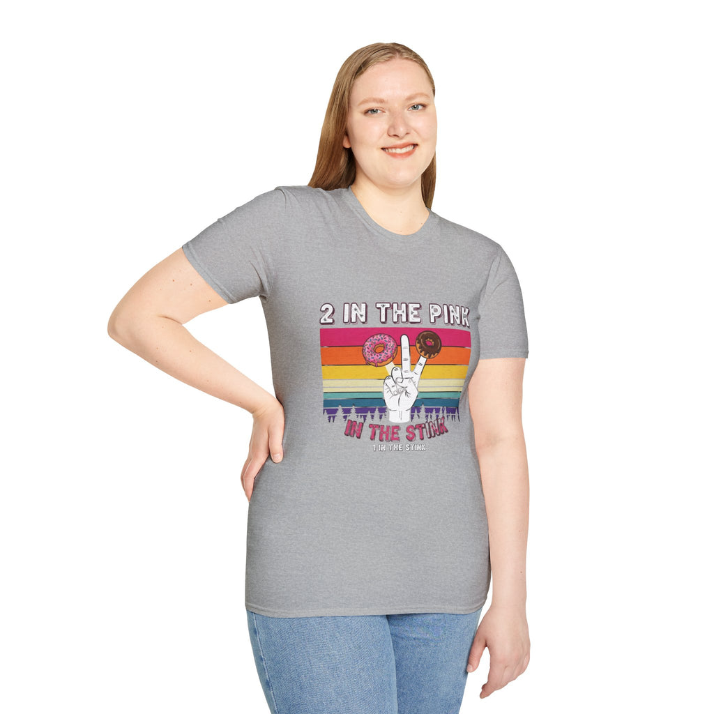 2 In The Pink Donut Peace Sign T‑Shirt — Retro Rainbow Dessert Graphic Tee