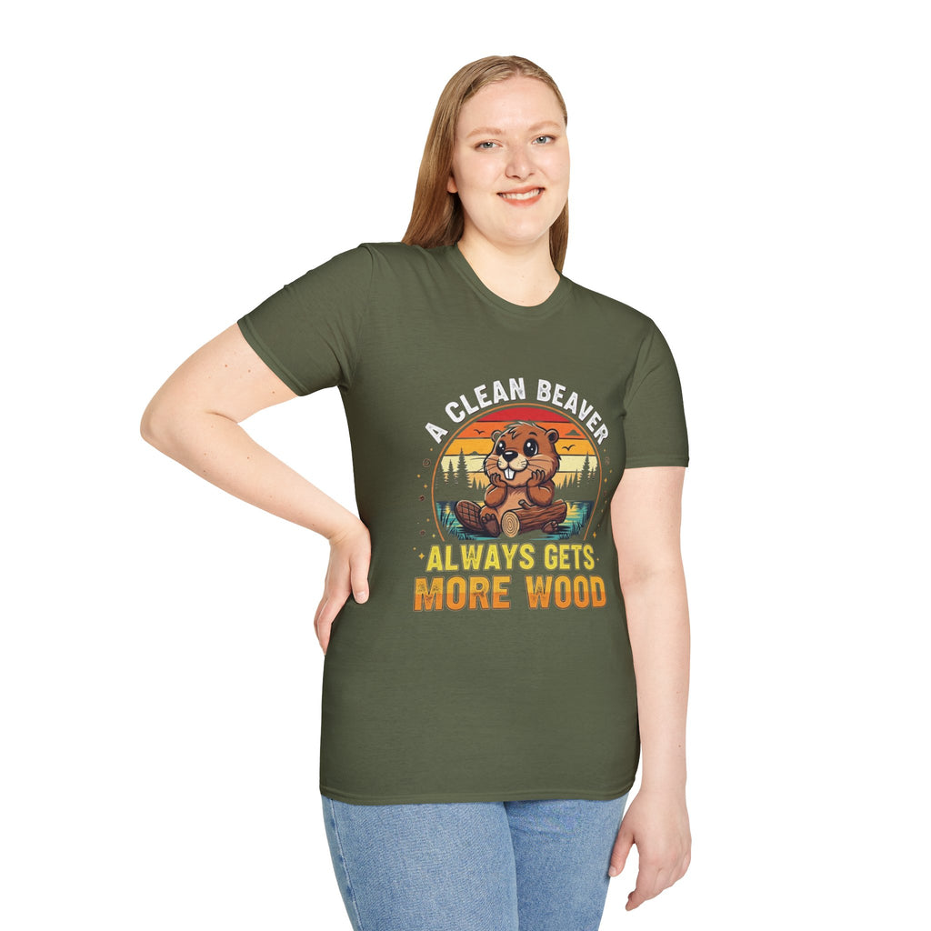 A Clean Beaver T-Shirt — "A Clean Beaver Always Gets More Wood" Retro Graphic Tee