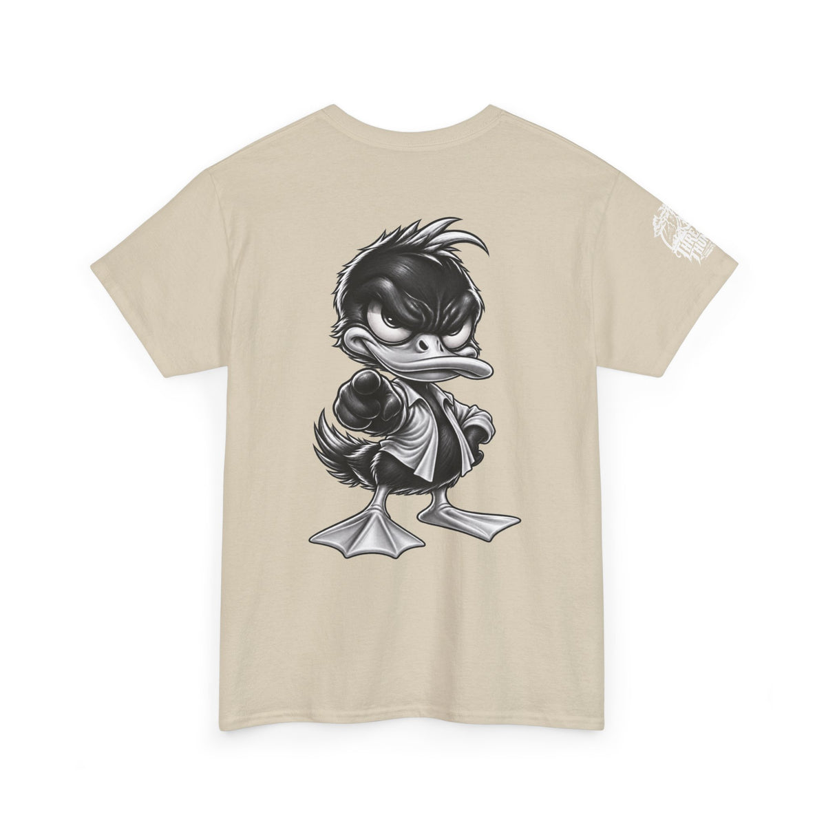 Monochrome Rebel Duck Character Back Graphic Tee