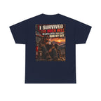 I Survived Too Much Hell T-Shirt – Veteran/Resilient Motorcycle Rider Graphic Tee