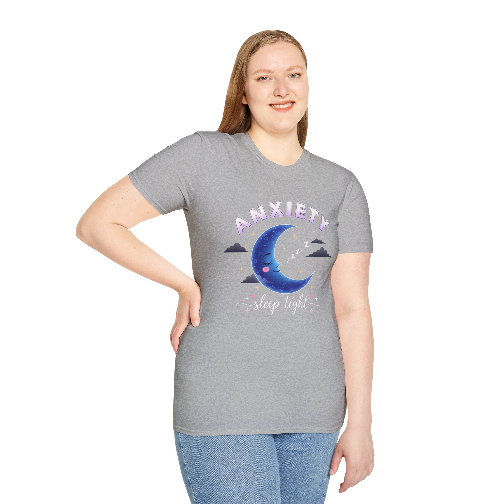 Anxiety Moon T-Shirt — 'Sleep Tight' Cute Moon & Stars Relaxation Tee