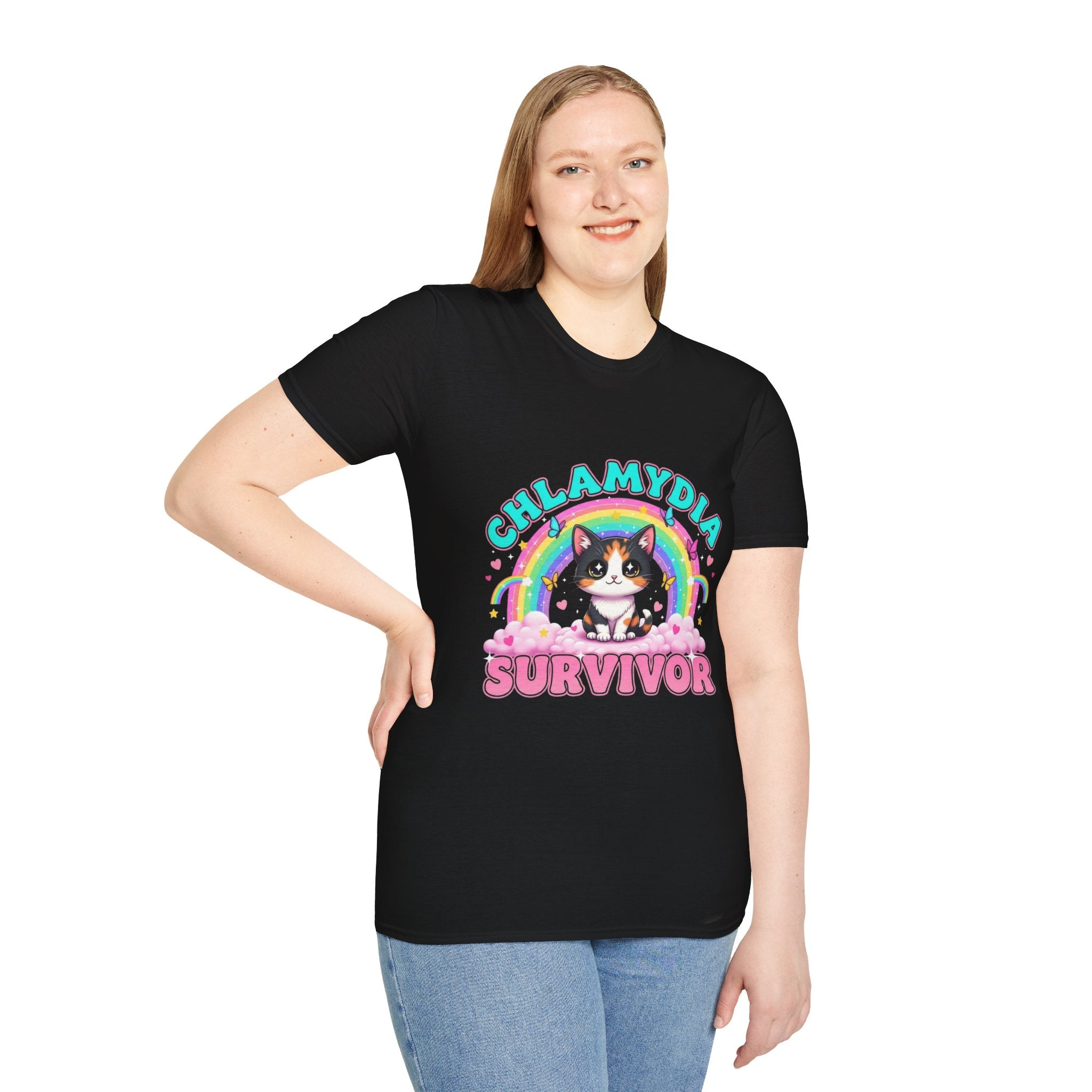 Chlamydia Survivor Cat T-Shirt — Cute Rainbow Calico Tee