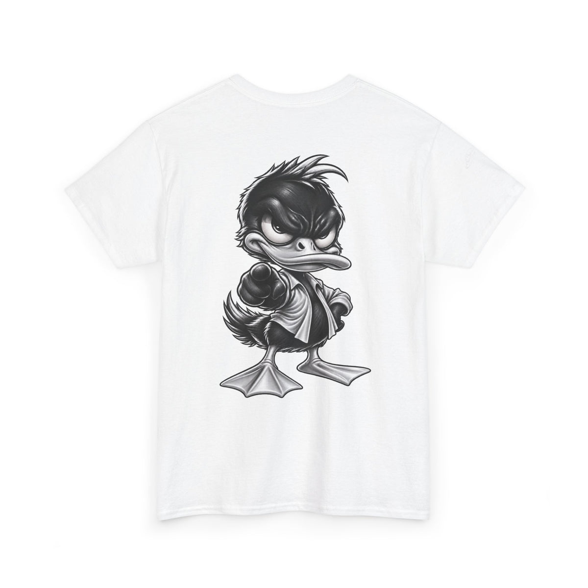 Monochrome Rebel Duck Character Back Graphic Tee