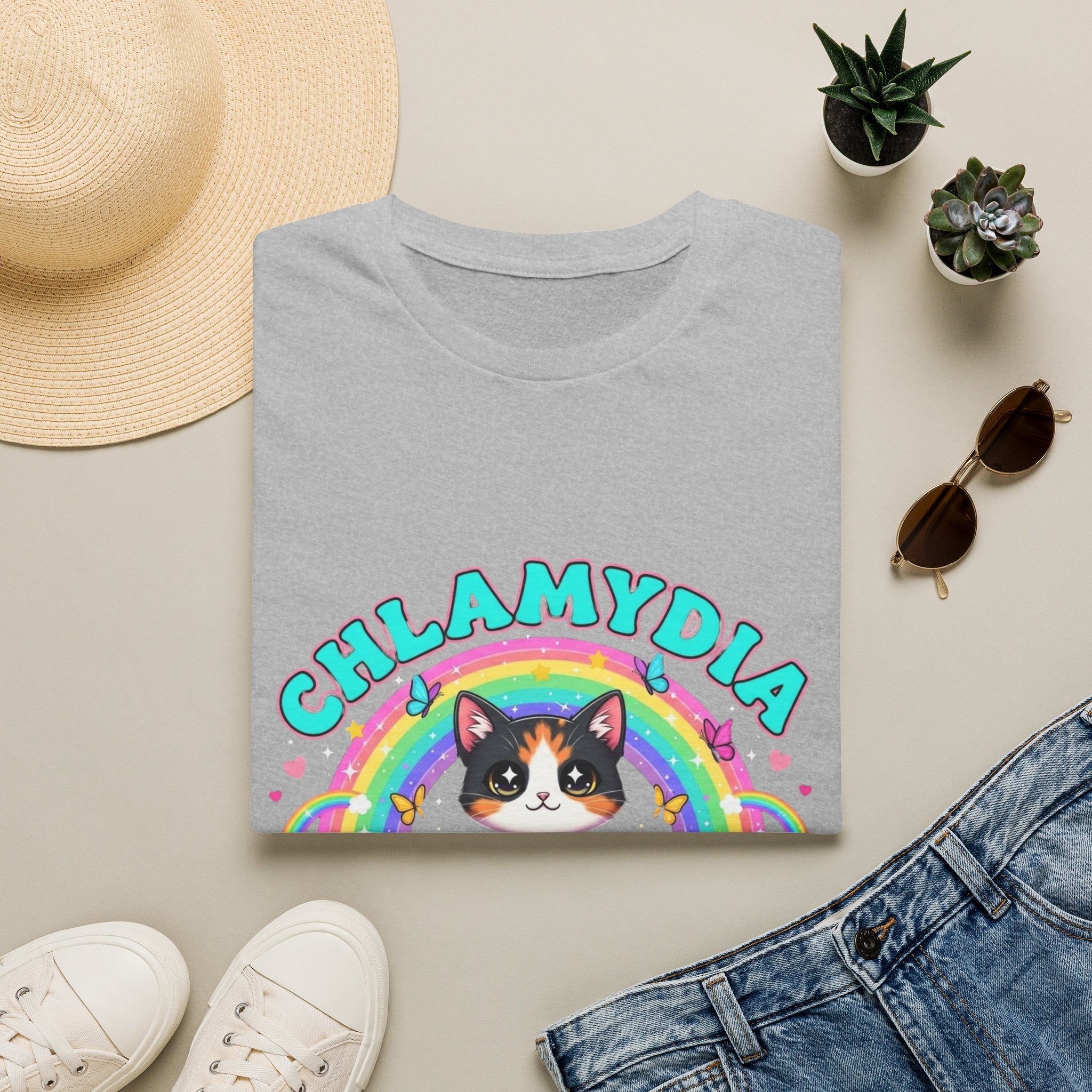Chlamydia Survivor Cat T-Shirt — Cute Rainbow Calico Tee
