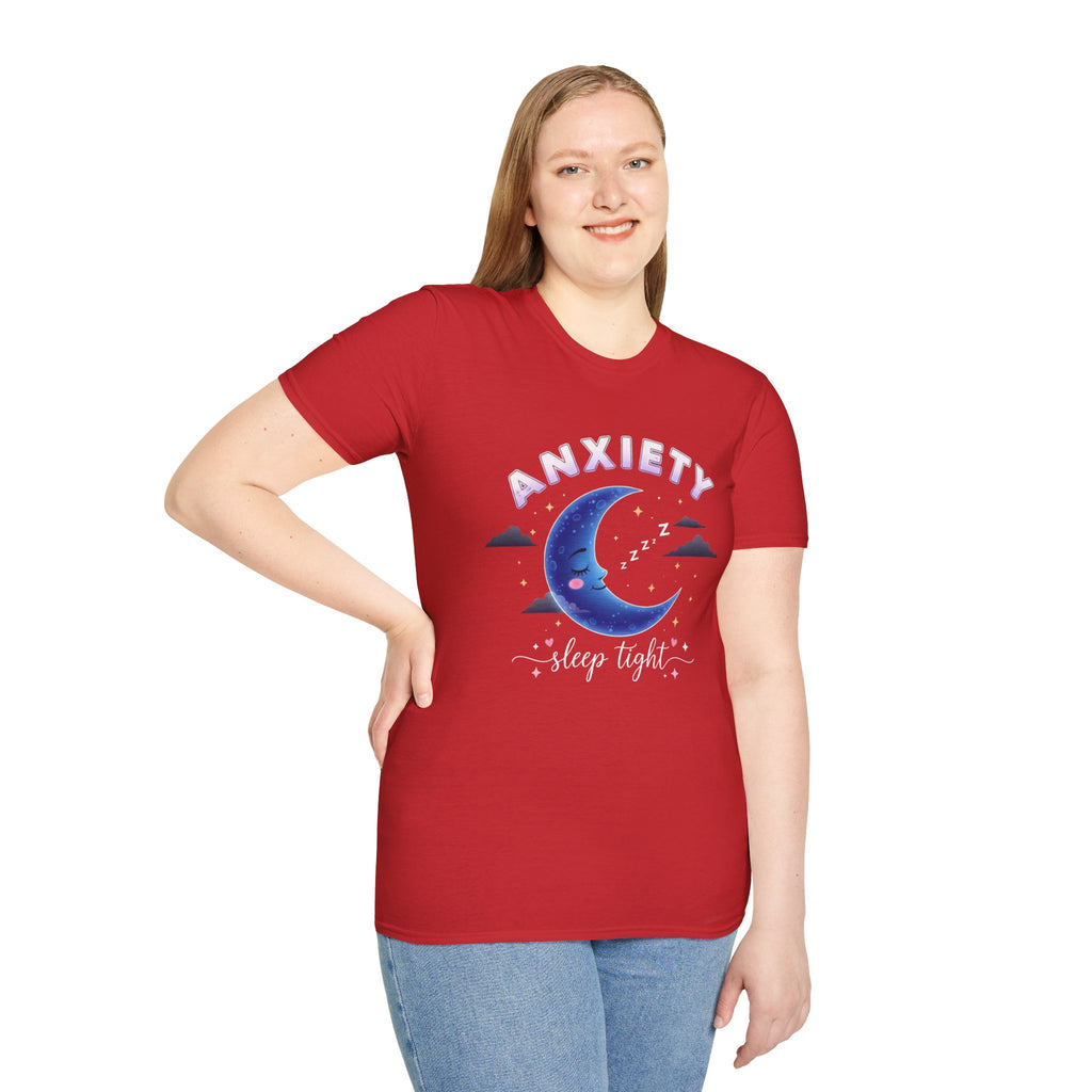 Anxiety Moon T-Shirt — 'Sleep Tight' Cute Moon & Stars Relaxation Tee