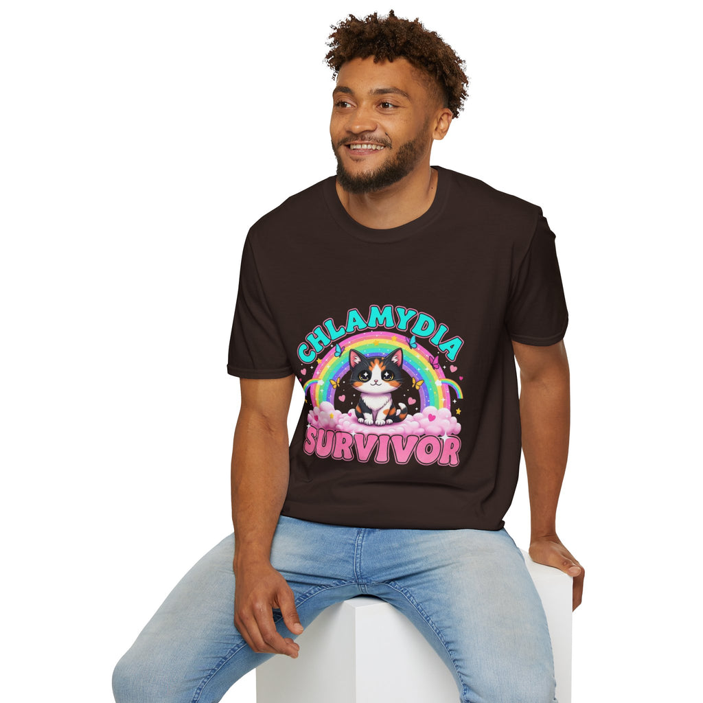 Chlamydia Survivor Cat T-Shirt — Cute Rainbow Calico Tee