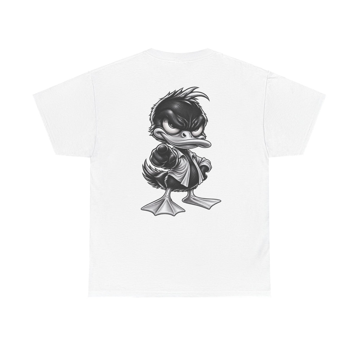 Monochrome Rebel Duck Character Back Graphic Tee