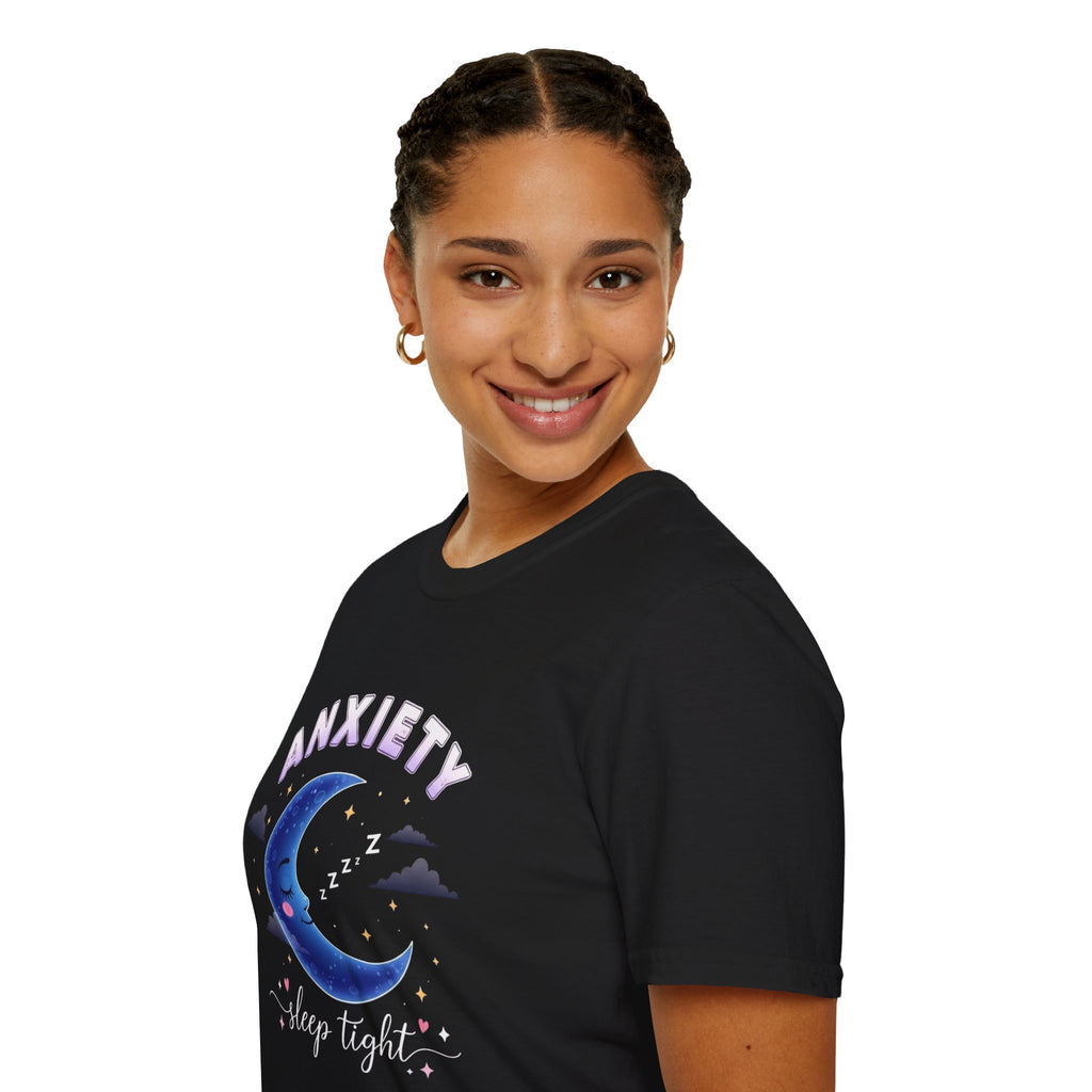 Anxiety Moon T-Shirt — 'Sleep Tight' Cute Moon & Stars Relaxation Tee