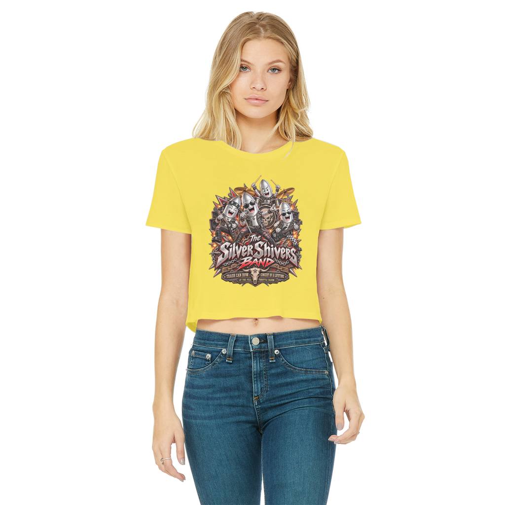 The Silver Shivers Band Classic Women's Cropped Raw Edge T-Shirt