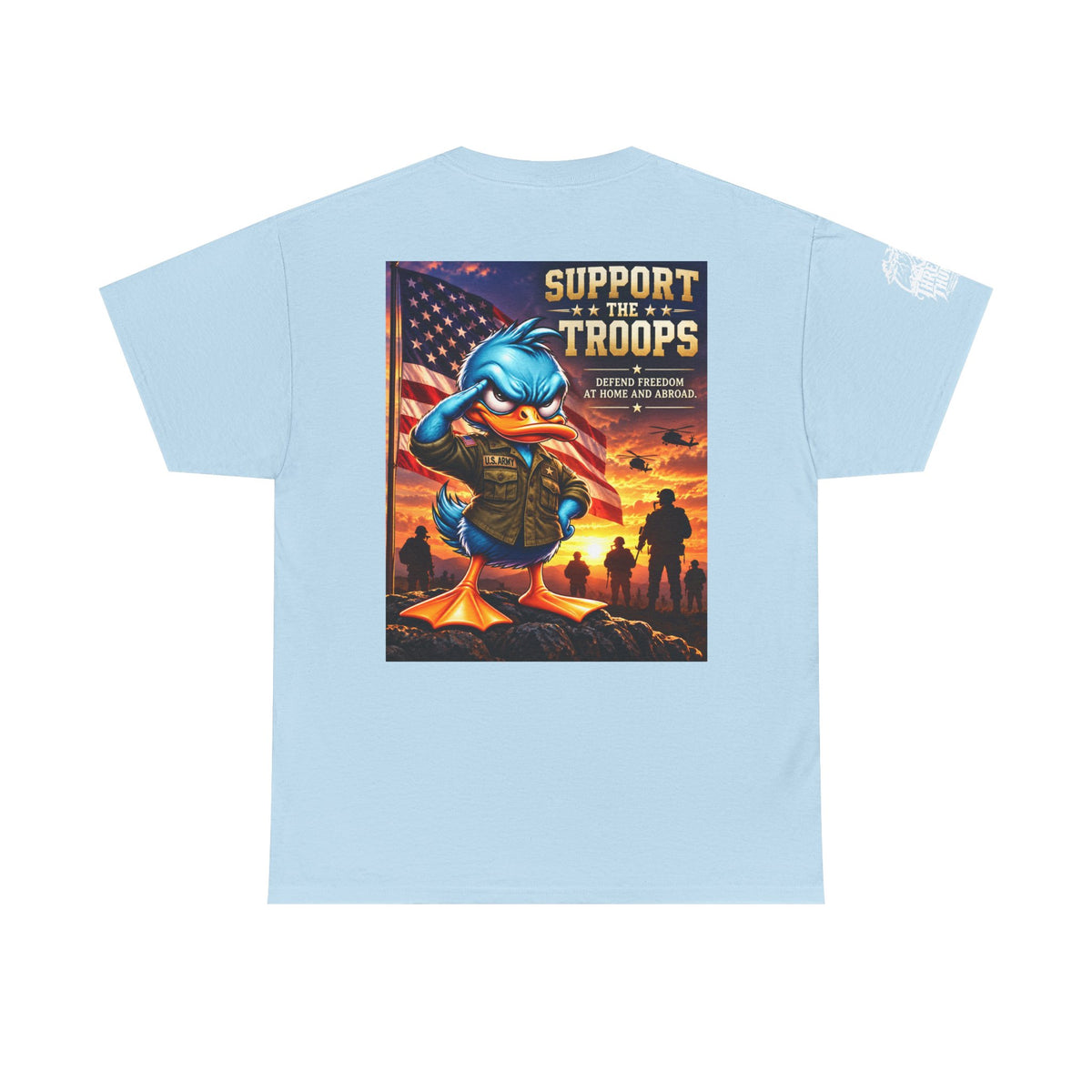 Support the Troops — Defend Freedom at Home and Abroad Back Graphic Tee