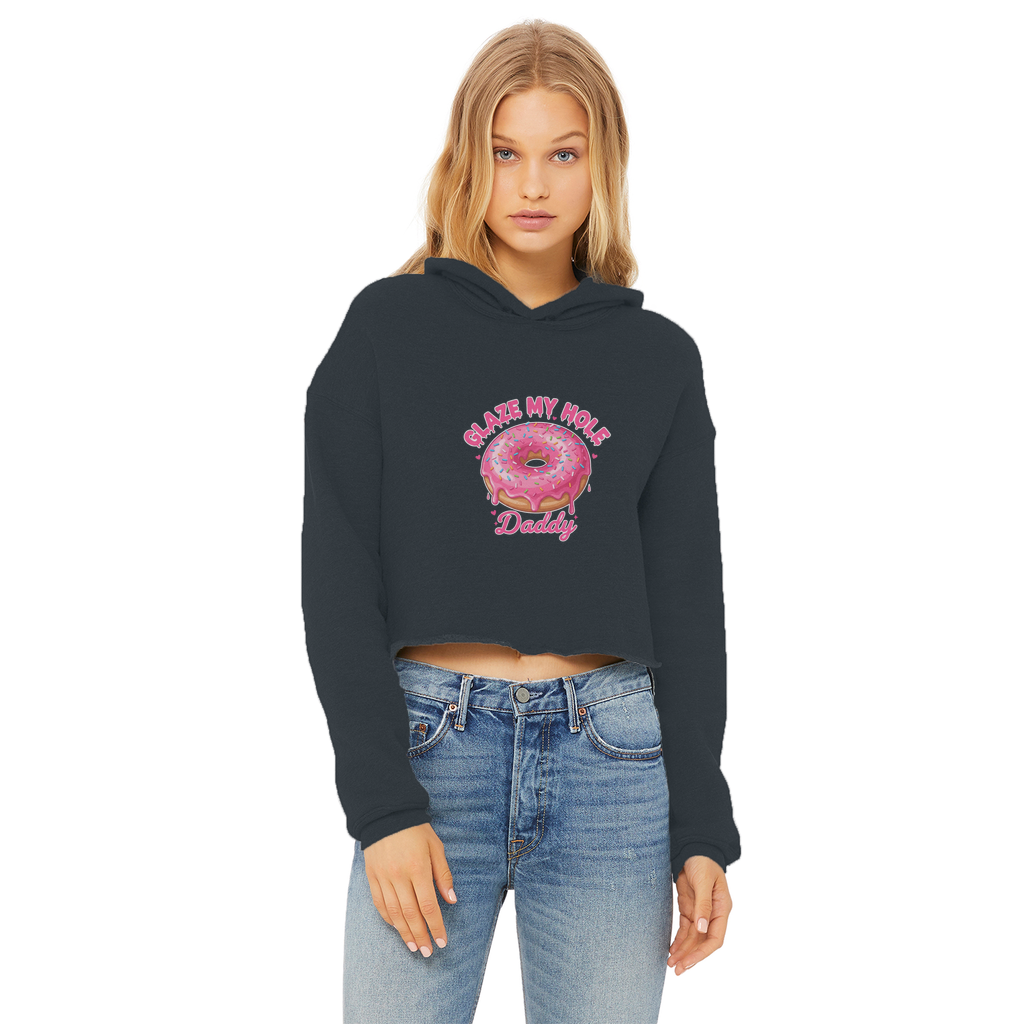AOC Ladies Cropped Raw Edge Hoodie
