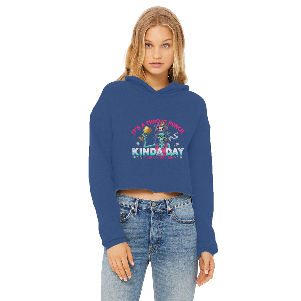 AOP Ladies Cropped Raw Edge Hoodie