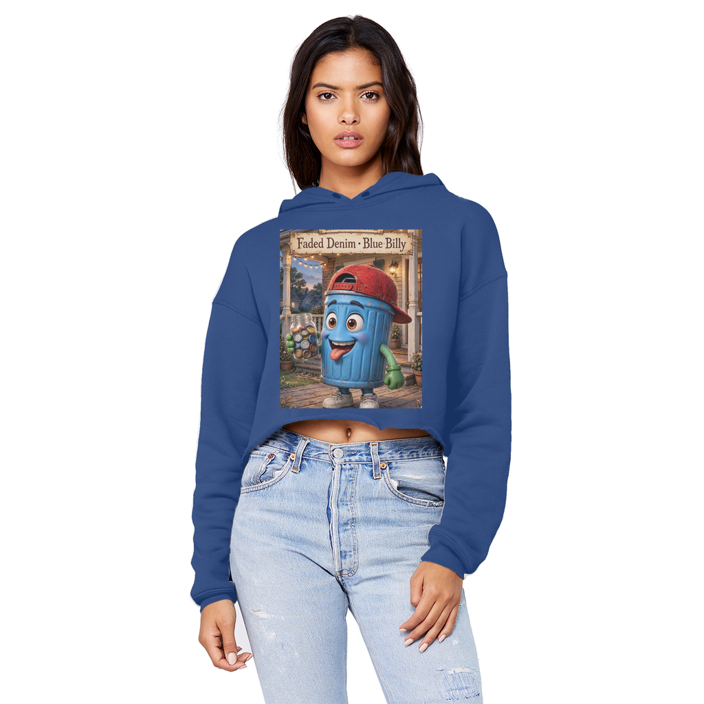 Trash Can Row – Cropped Raw Edge Boyfriend Hoodie