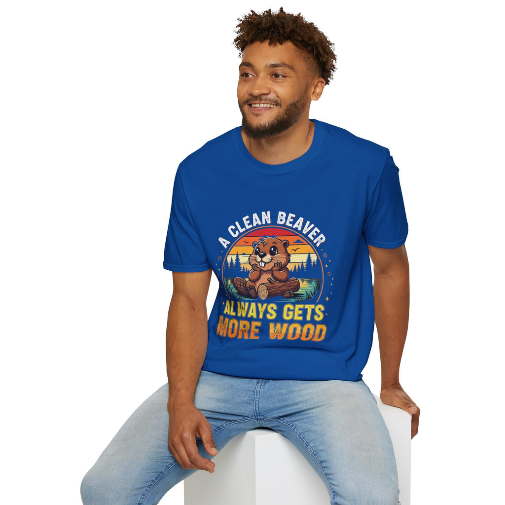 A Clean Beaver T-Shirt — "A Clean Beaver Always Gets More Wood" Retro Graphic Tee