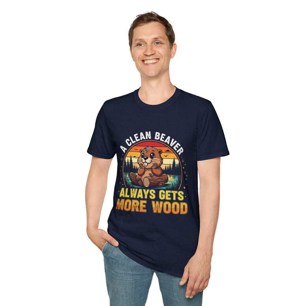 A Clean Beaver T-Shirt — "A Clean Beaver Always Gets More Wood" Retro Graphic Tee