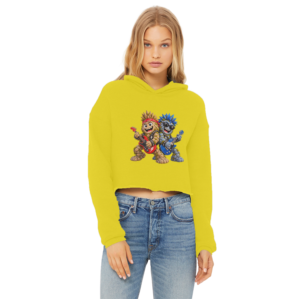 Falling Rocks COllection Ladies Cropped Raw Edge Hoodie