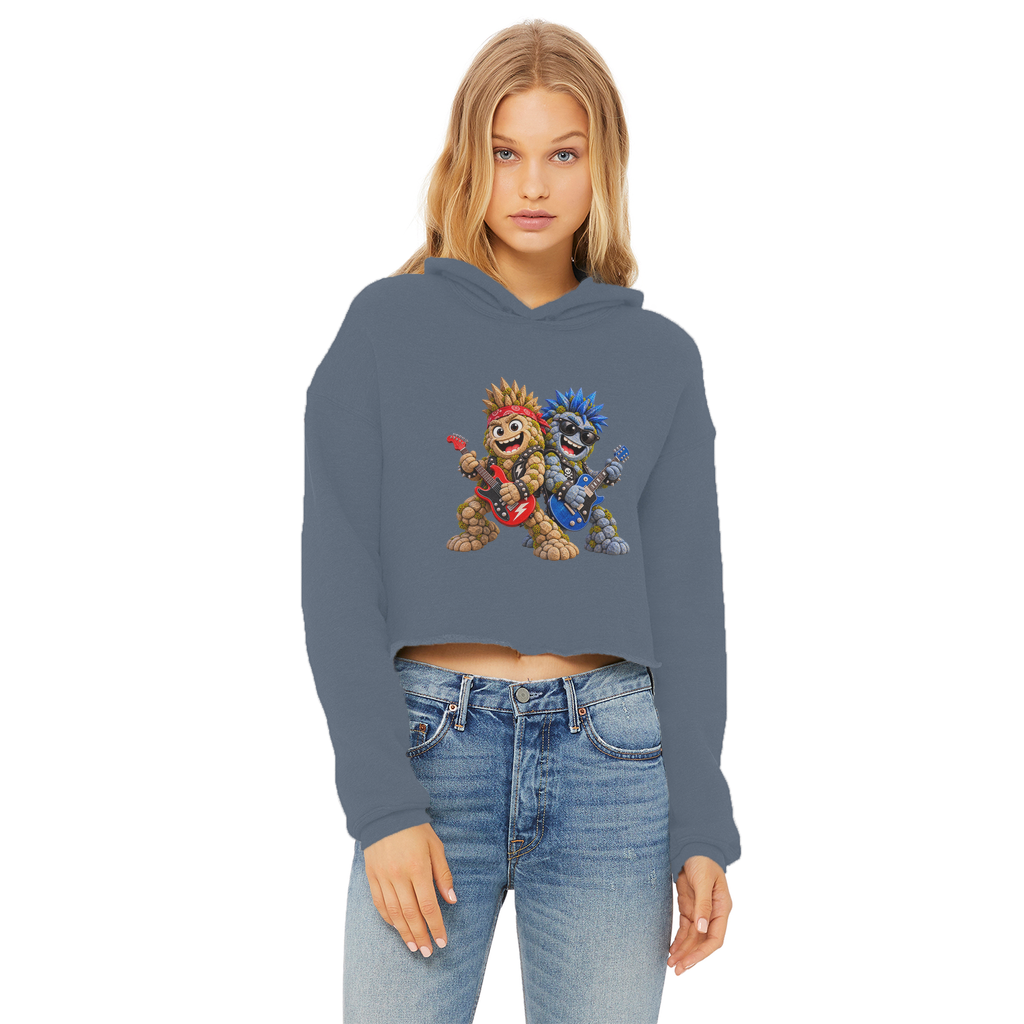 Falling Rocks COllection Ladies Cropped Raw Edge Hoodie