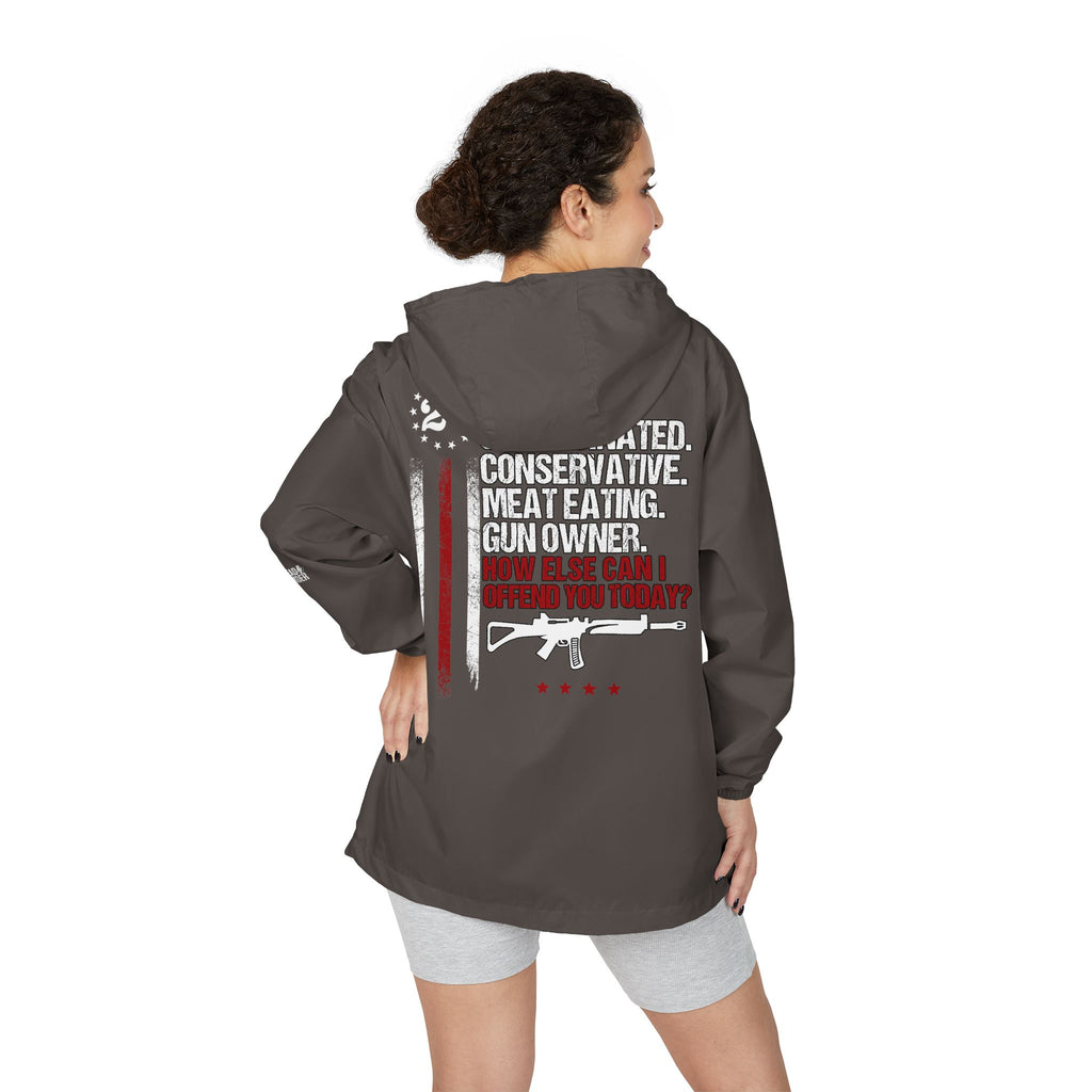 Windbreaker Jacket — '2nd Amendment: Unvaccinated Conservative' Patriotic Rifle Design
