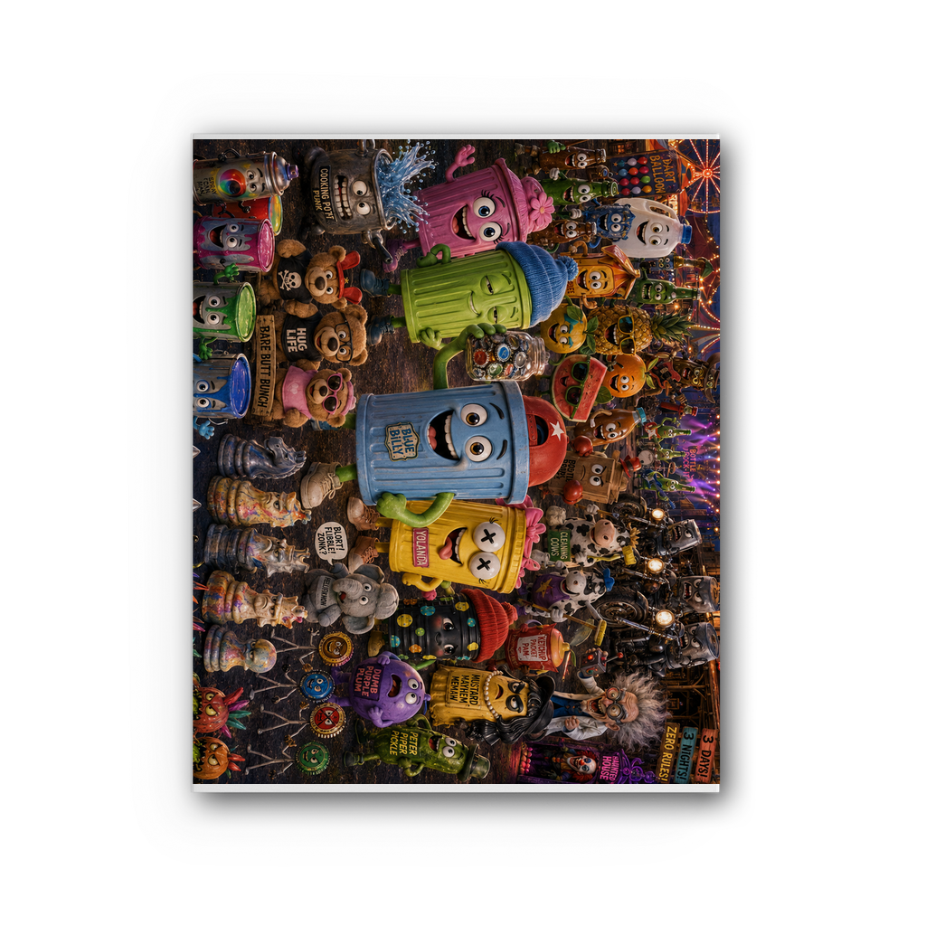 Trash Can Row: Concert for a Lifetime – Premium Stretched Canvas