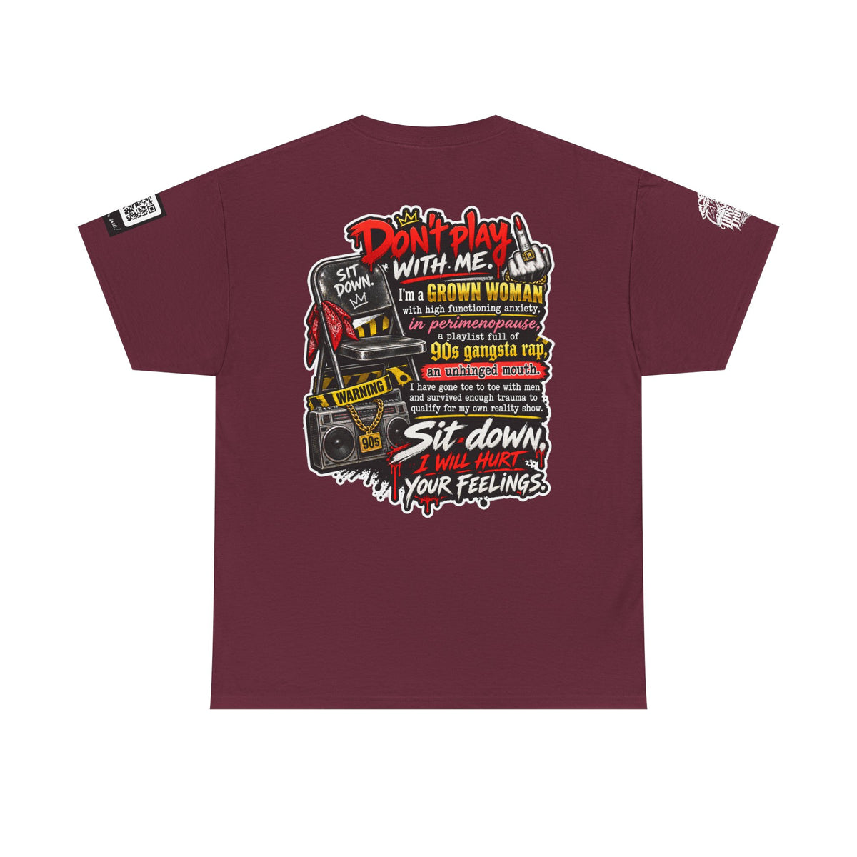 Grown Woman With Anxiety and 90s Gangsta Rap Back Graphic Tee