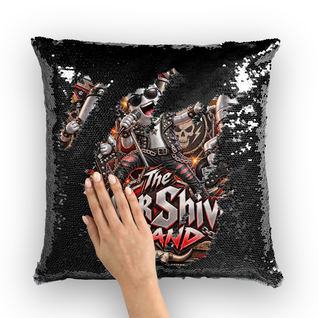 The Silver Shivers Band Sequin Cushion Cover