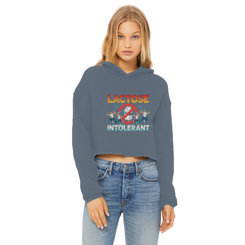 AOB Ladies Cropped Raw Edge Hoodie