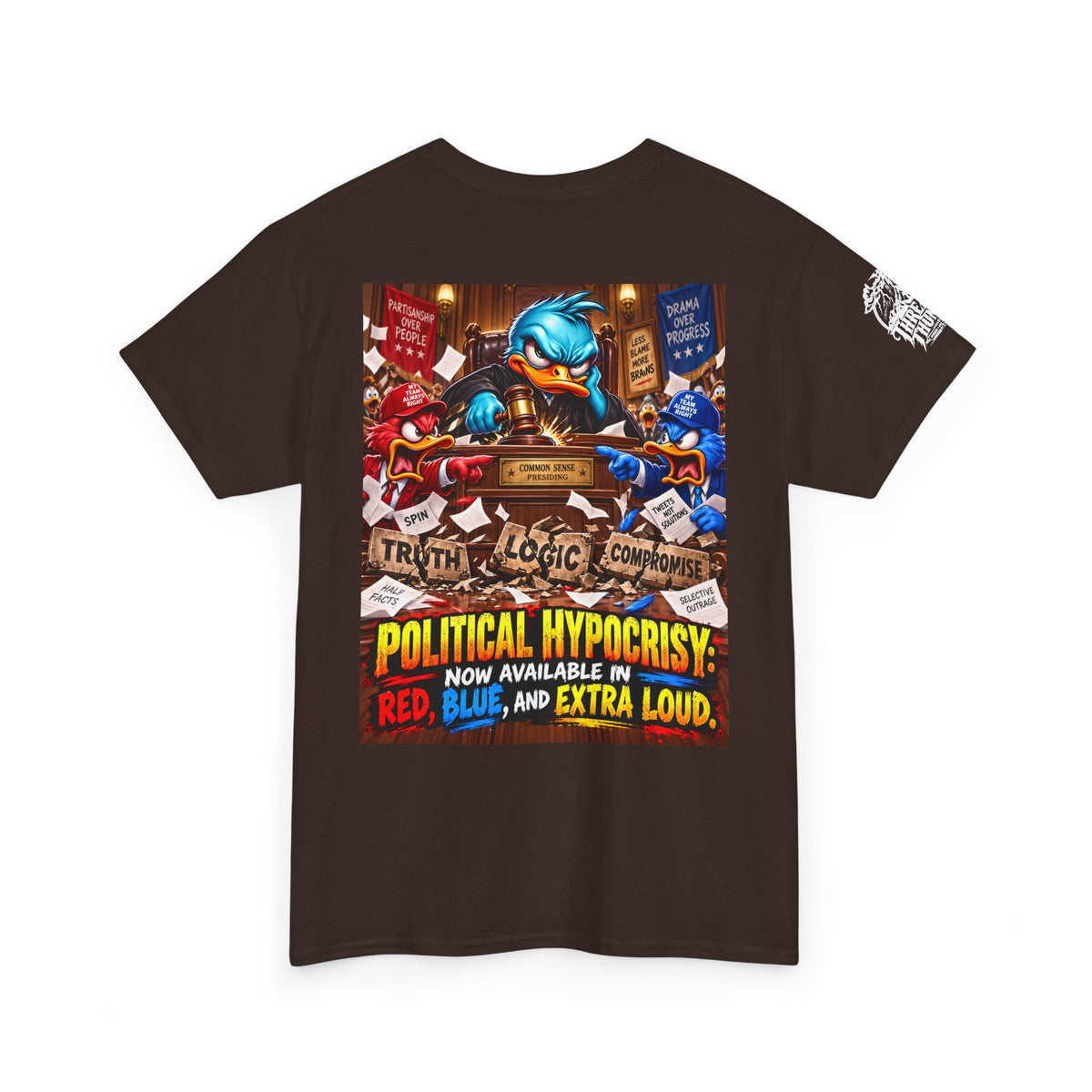 Political Hypocrisy — Red, Blue, and Extra Loud Back Graphic Tee