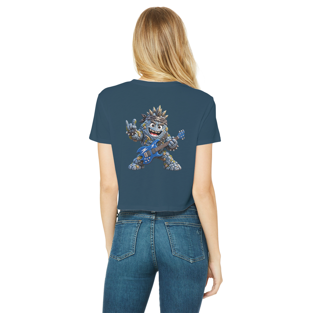 Falling Rocks COllection Classic Women's Cropped Raw Edge T-Shirt