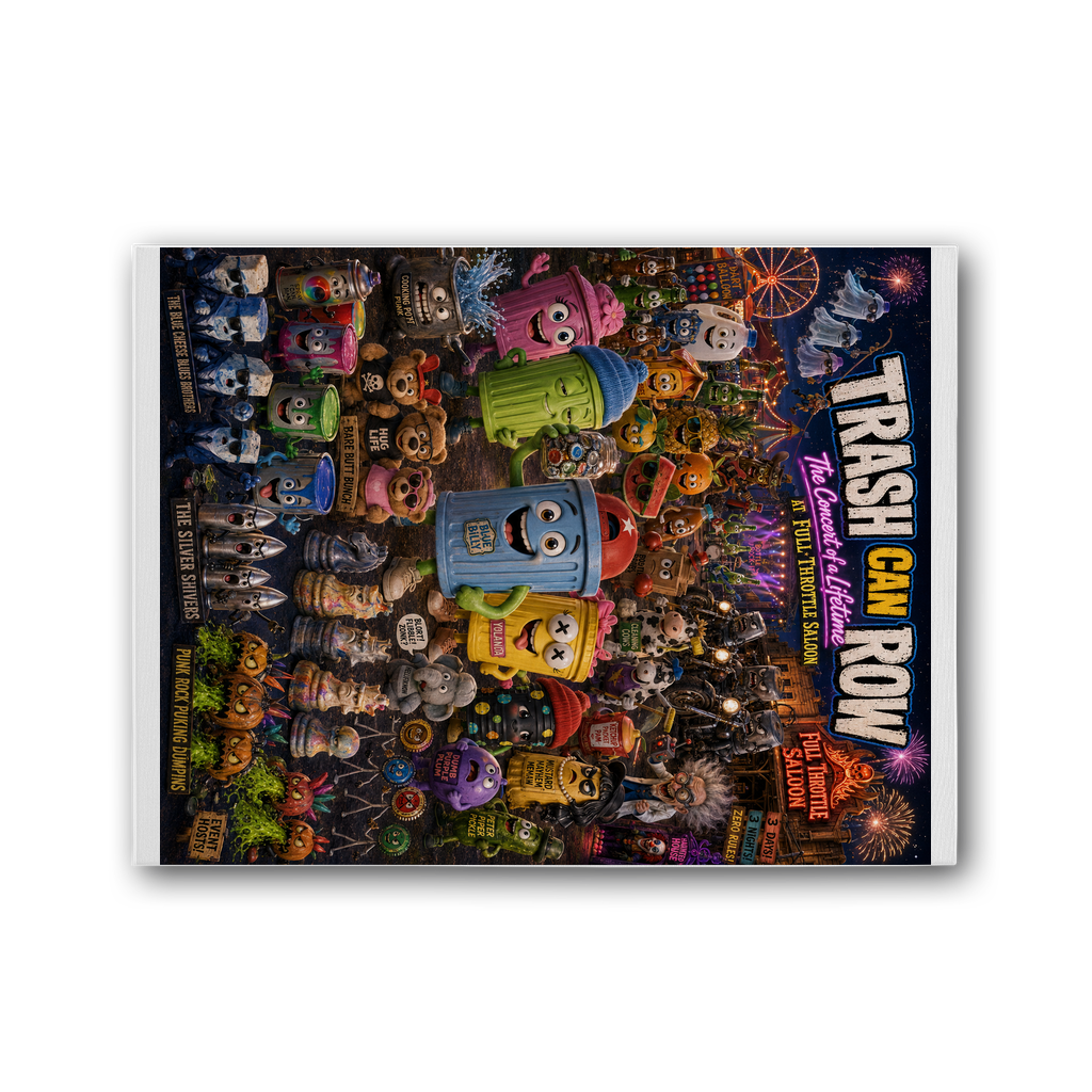 Trash Can Row: Concert for a Lifetime – Premium Stretched Canvas