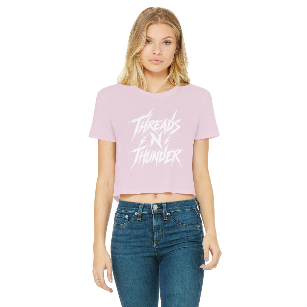 Falling Rocks COllection Classic Women's Cropped Raw Edge T-Shirt