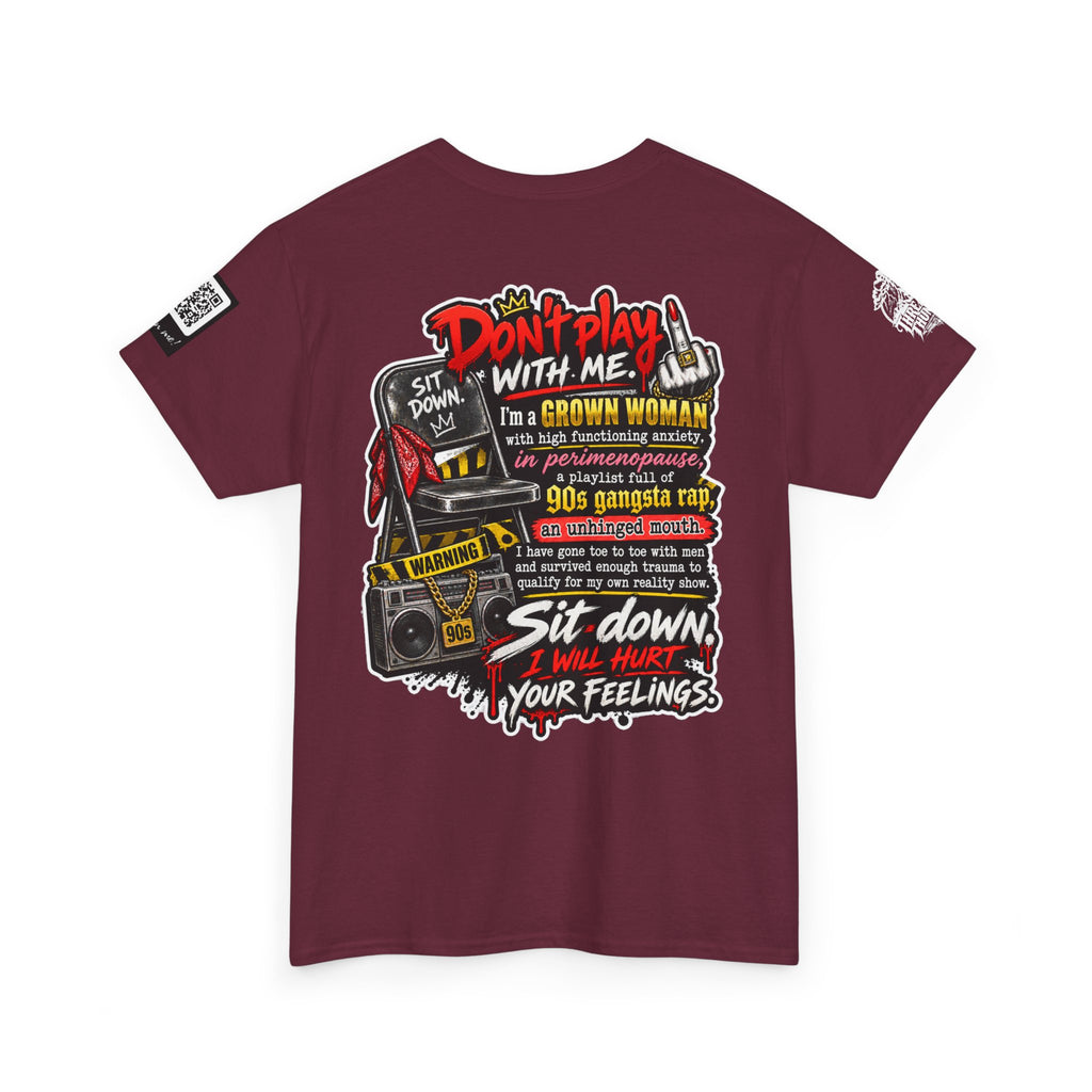 Grown Woman With Anxiety and 90s Gangsta Rap Back Graphic Tee