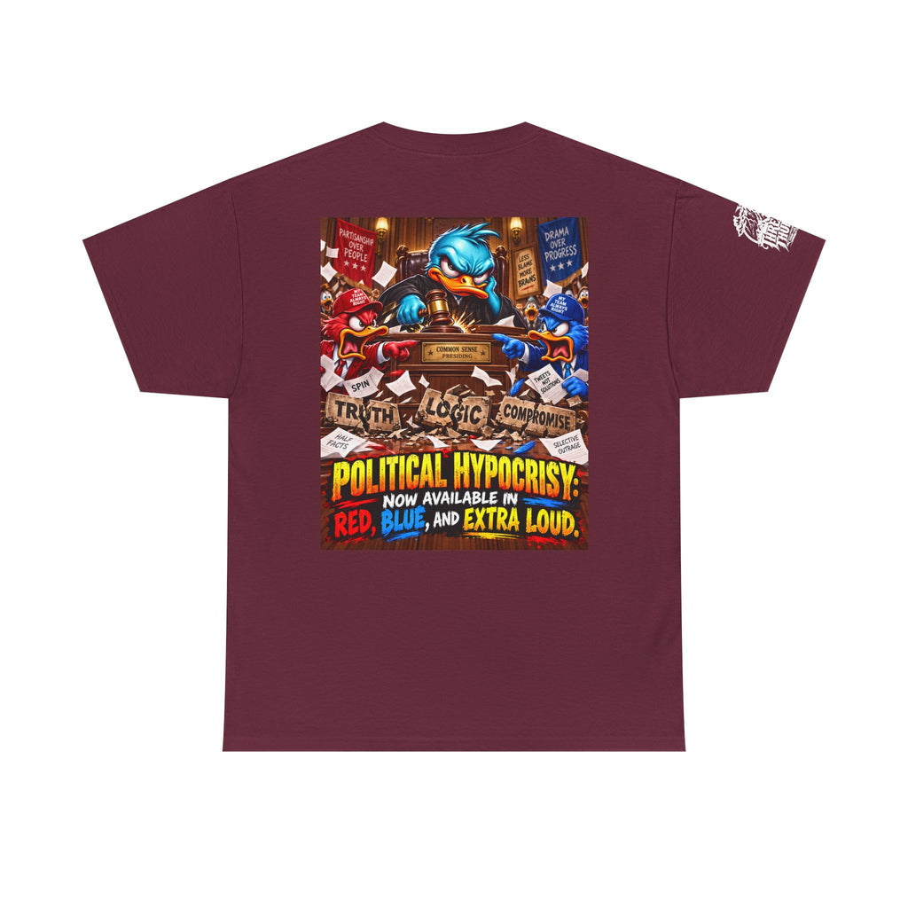 Political Hypocrisy — Red, Blue, and Extra Loud Back Graphic Tee