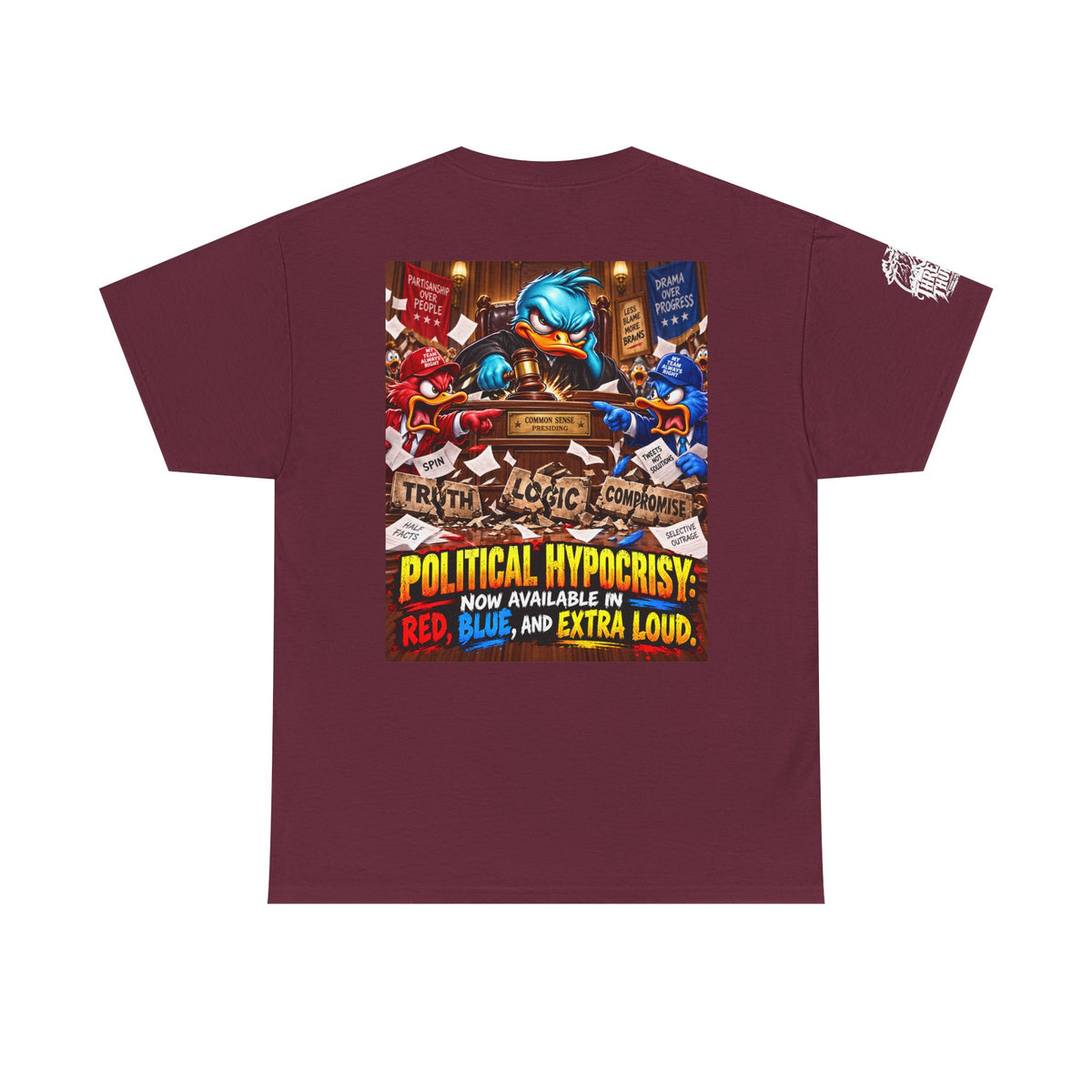 Political Hypocrisy — Red, Blue, and Extra Loud Back Graphic Tee